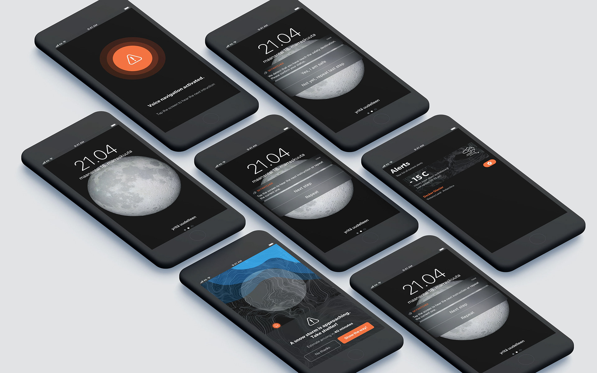 Display of design with voice instruction