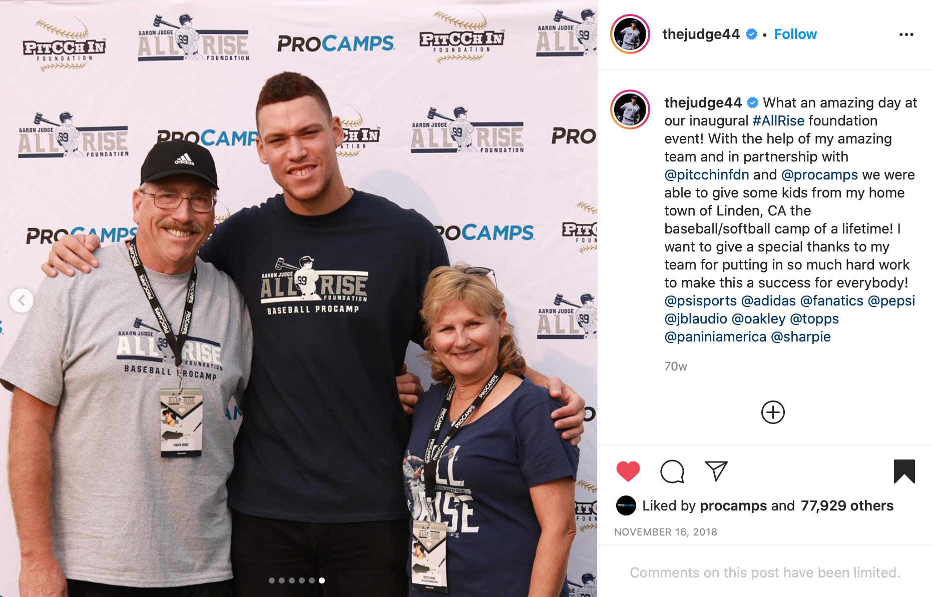 Aaron Judge ALL RISE Foundation (@allriseofficial) • Instagram