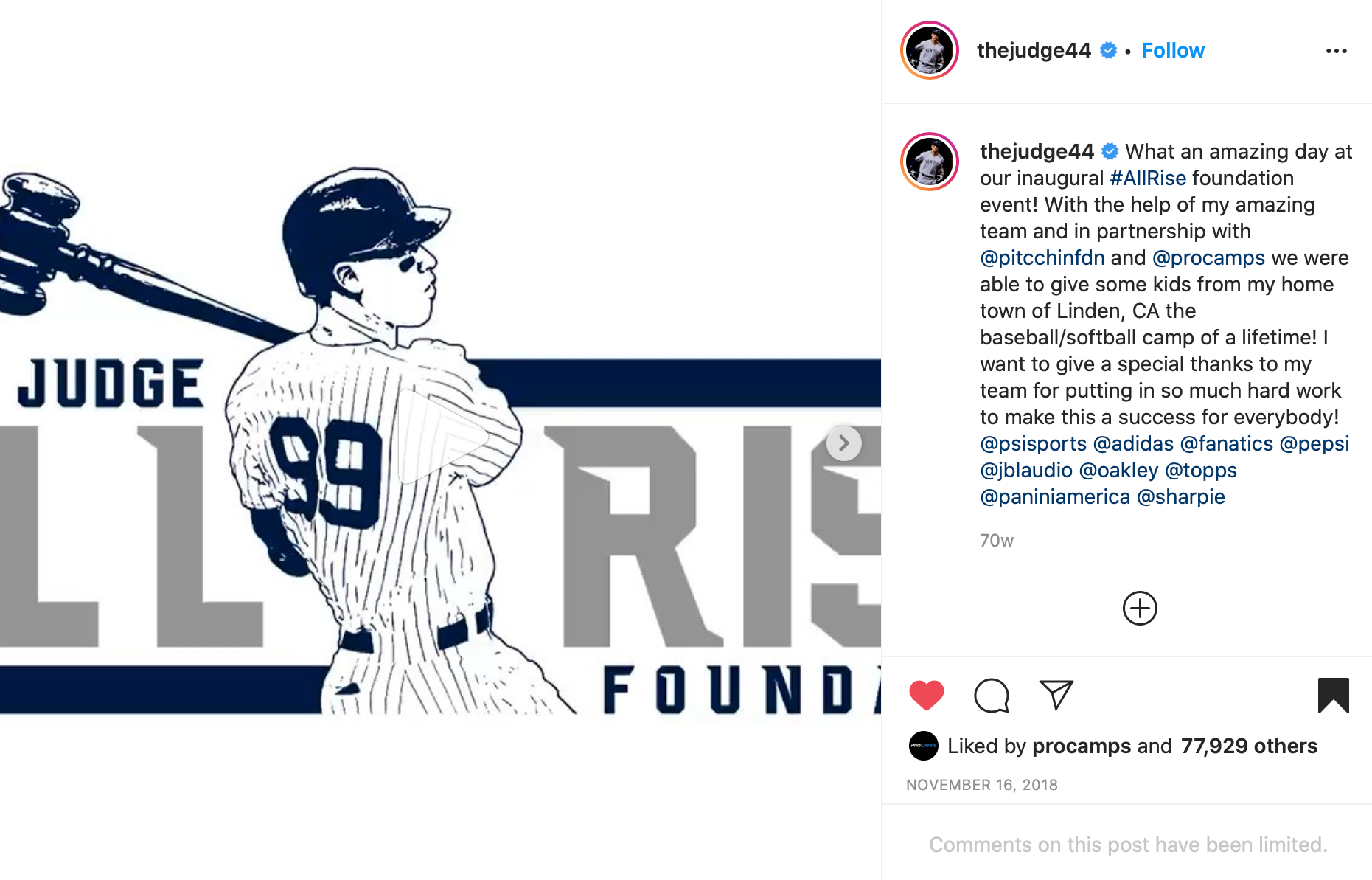 Aaron Judge ALL RISE Foundation (@allriseofficial) • Instagram