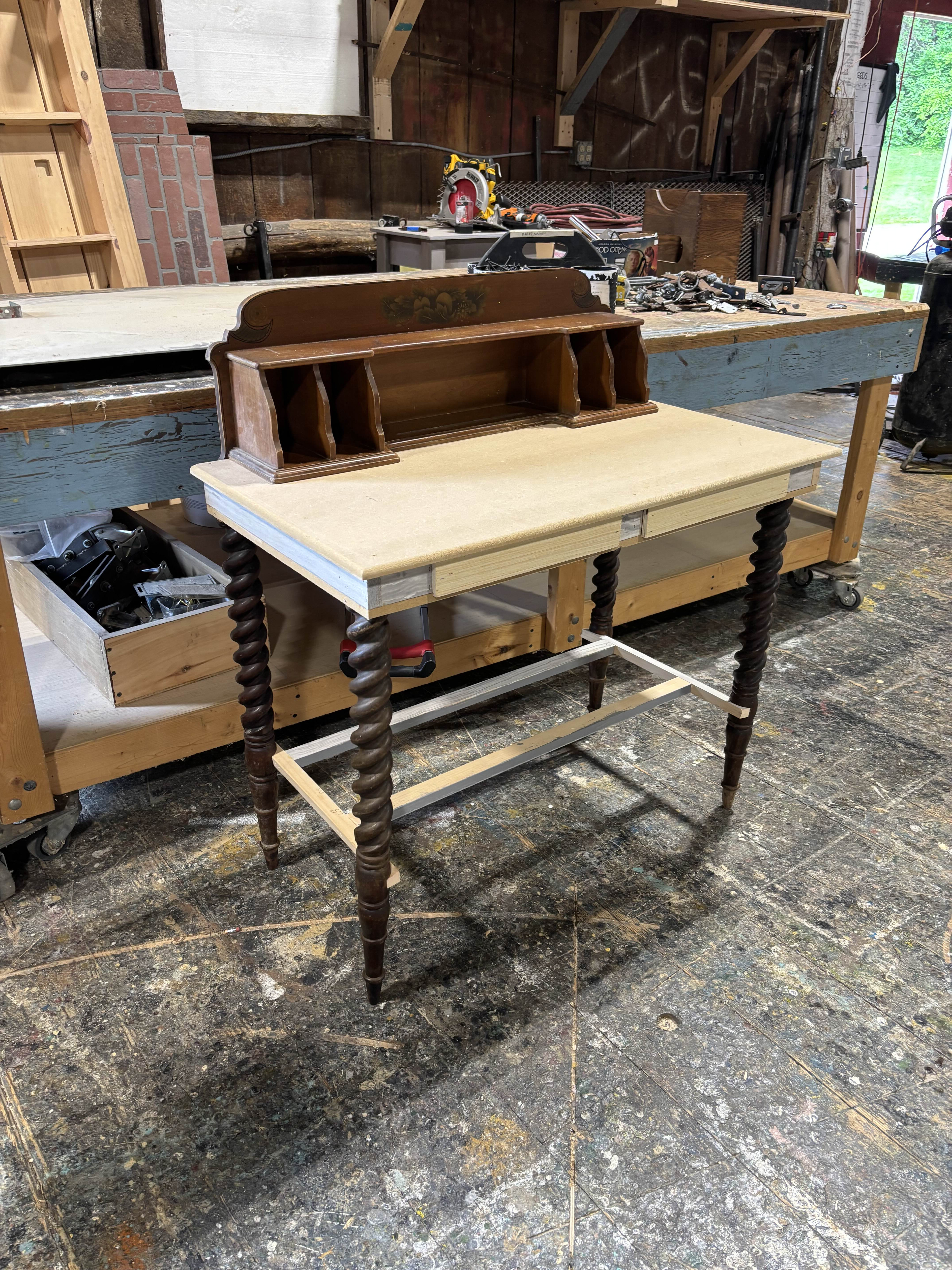 Installing the Top + Salvaged Shelves