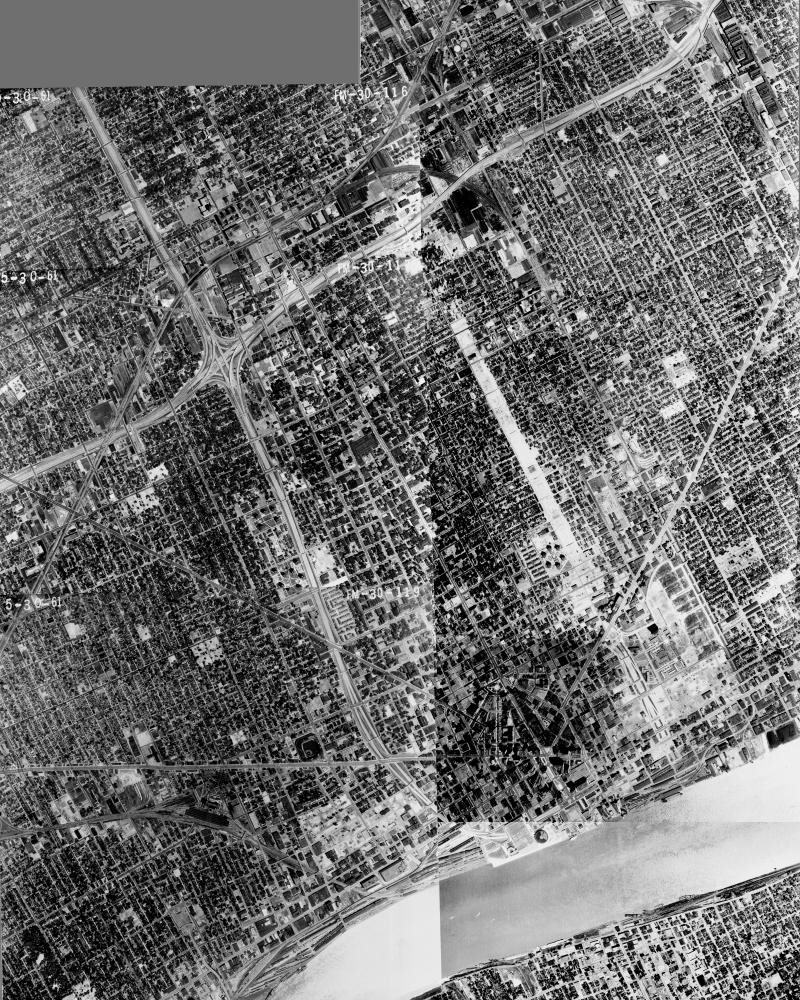 satellite image of highway construction in detroit