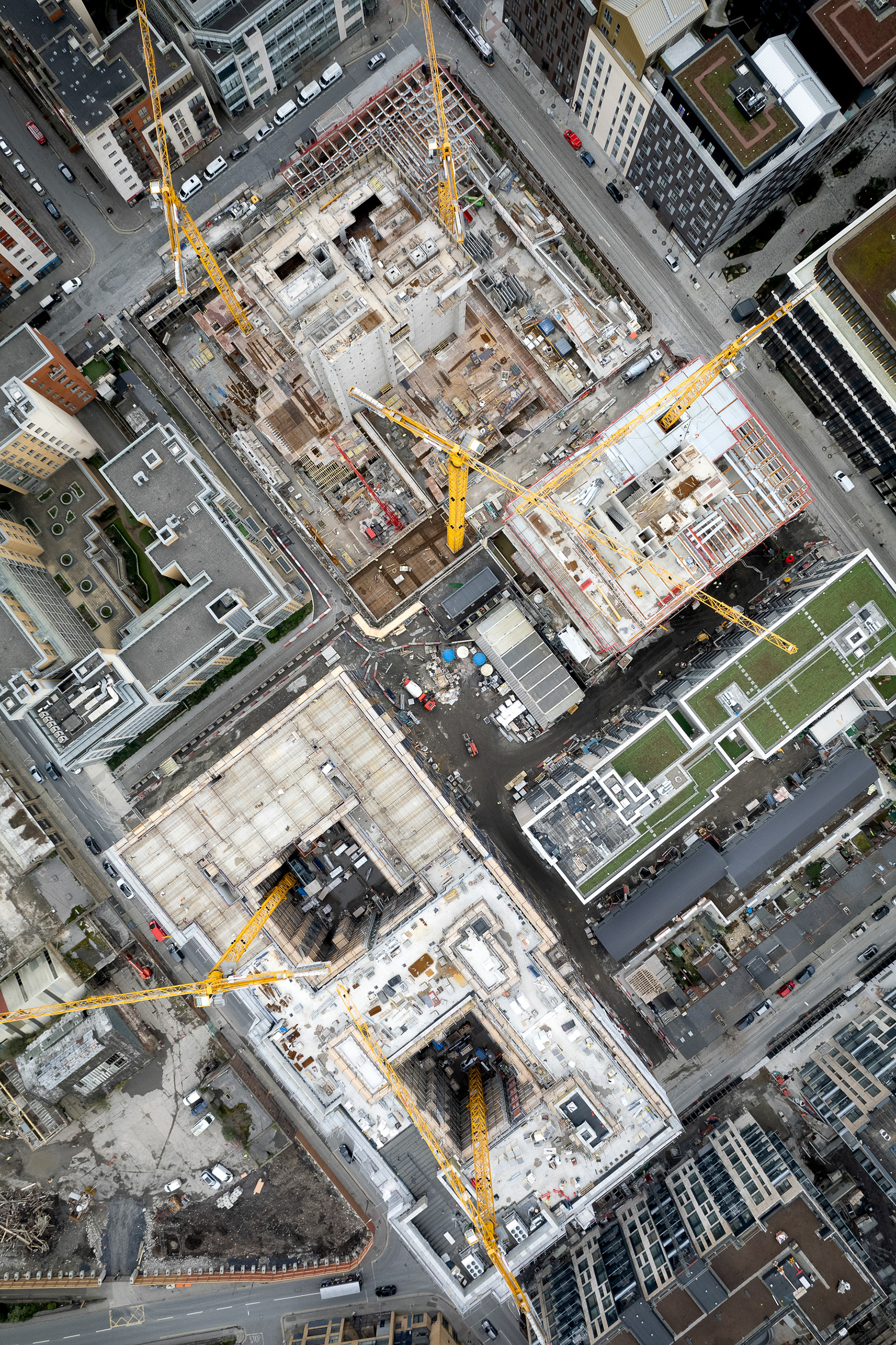 Drone image of construction in Dublin, Ireland