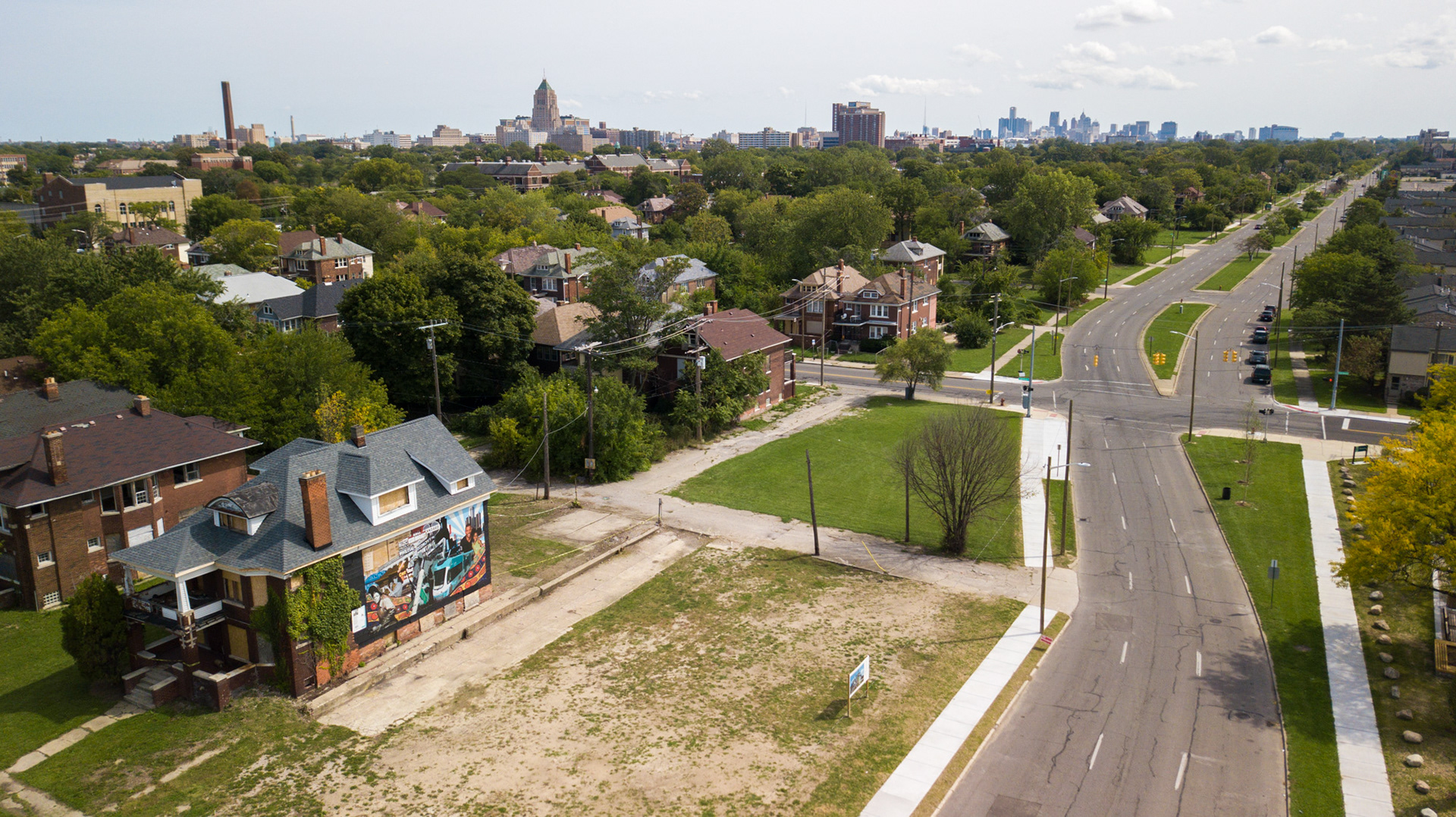 aerial image of detroit streets