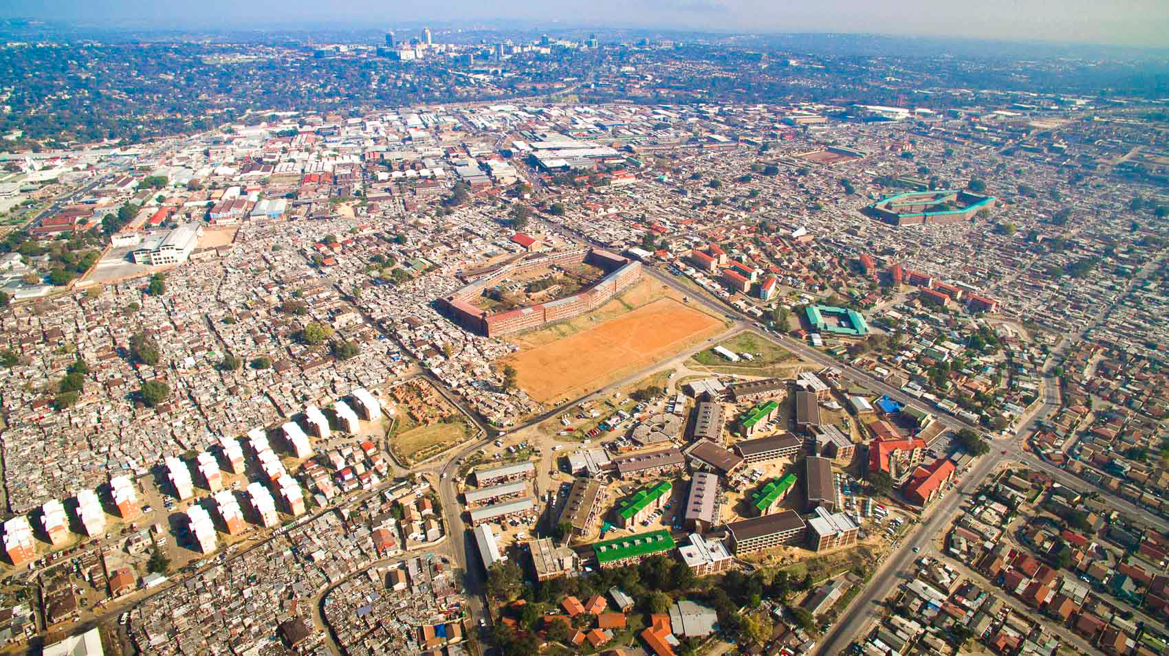 aerial view of sandton and alexandra in johannesburg