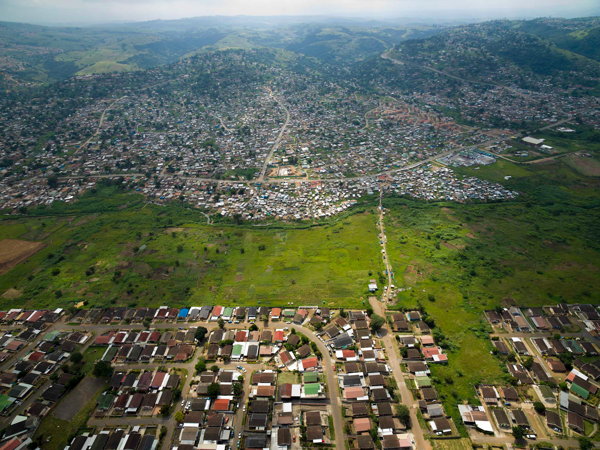 green river valley with houses in durban