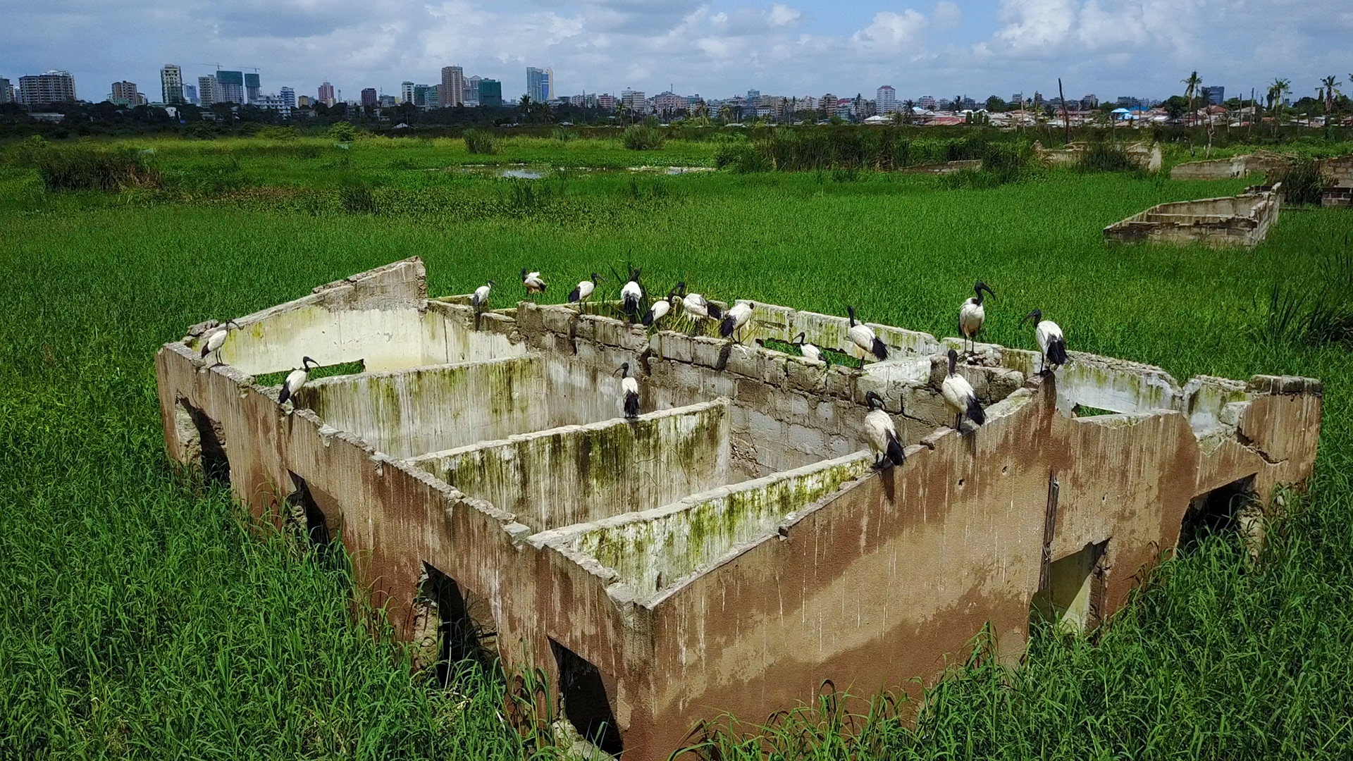 aerial view of flooded homes in dar es salaam