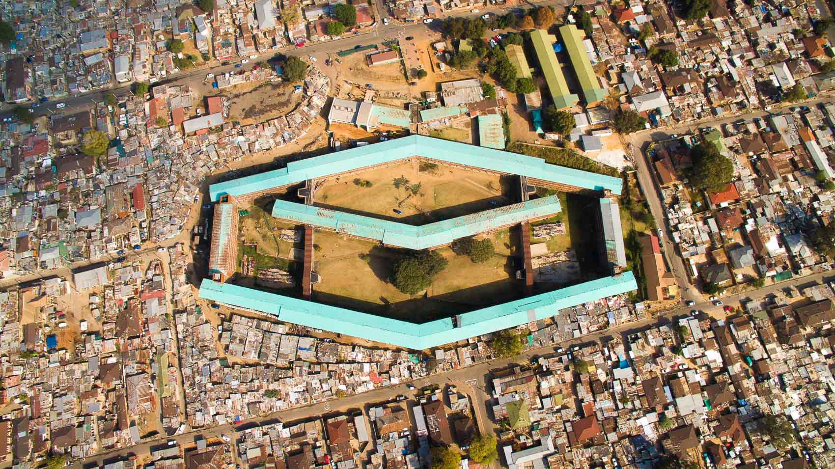 aerial view of women's hostel in alexandra, johannesburg