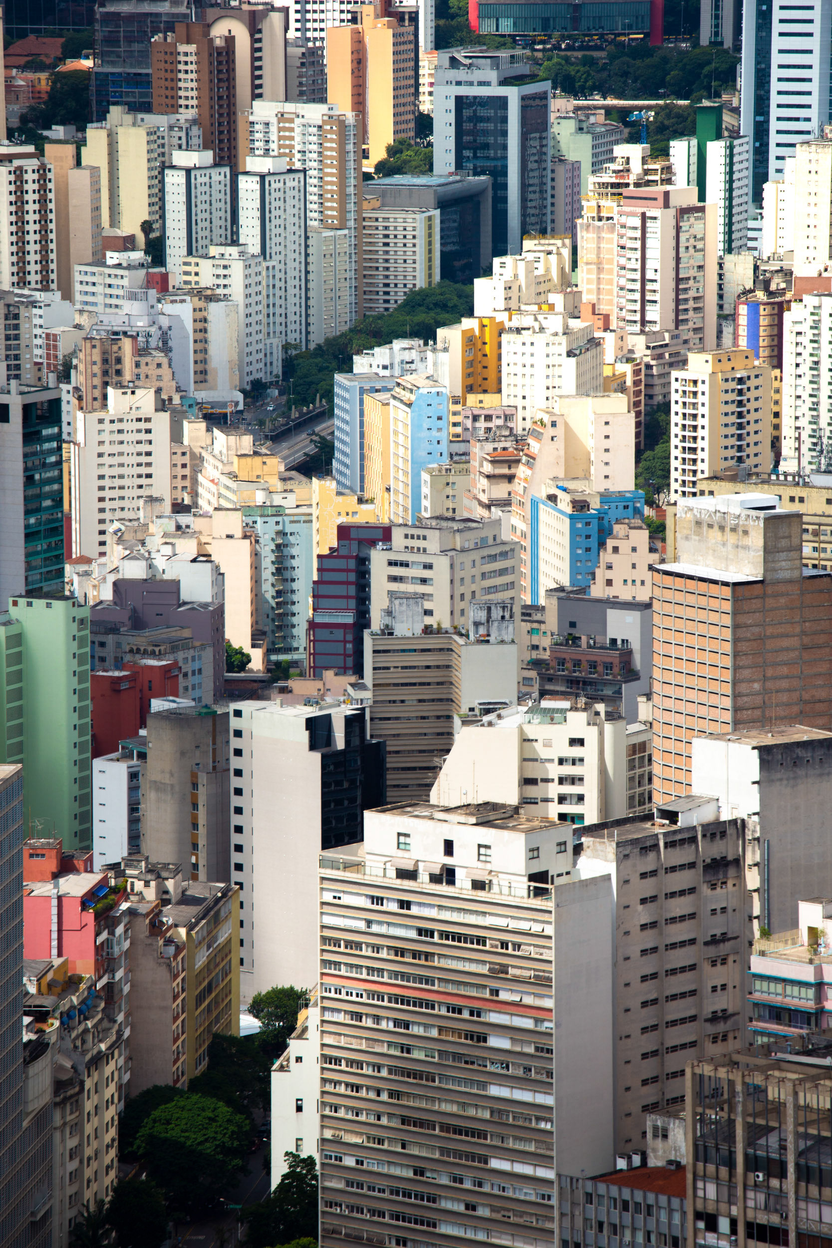 Dense building architecture in Sao Paulo's city center.