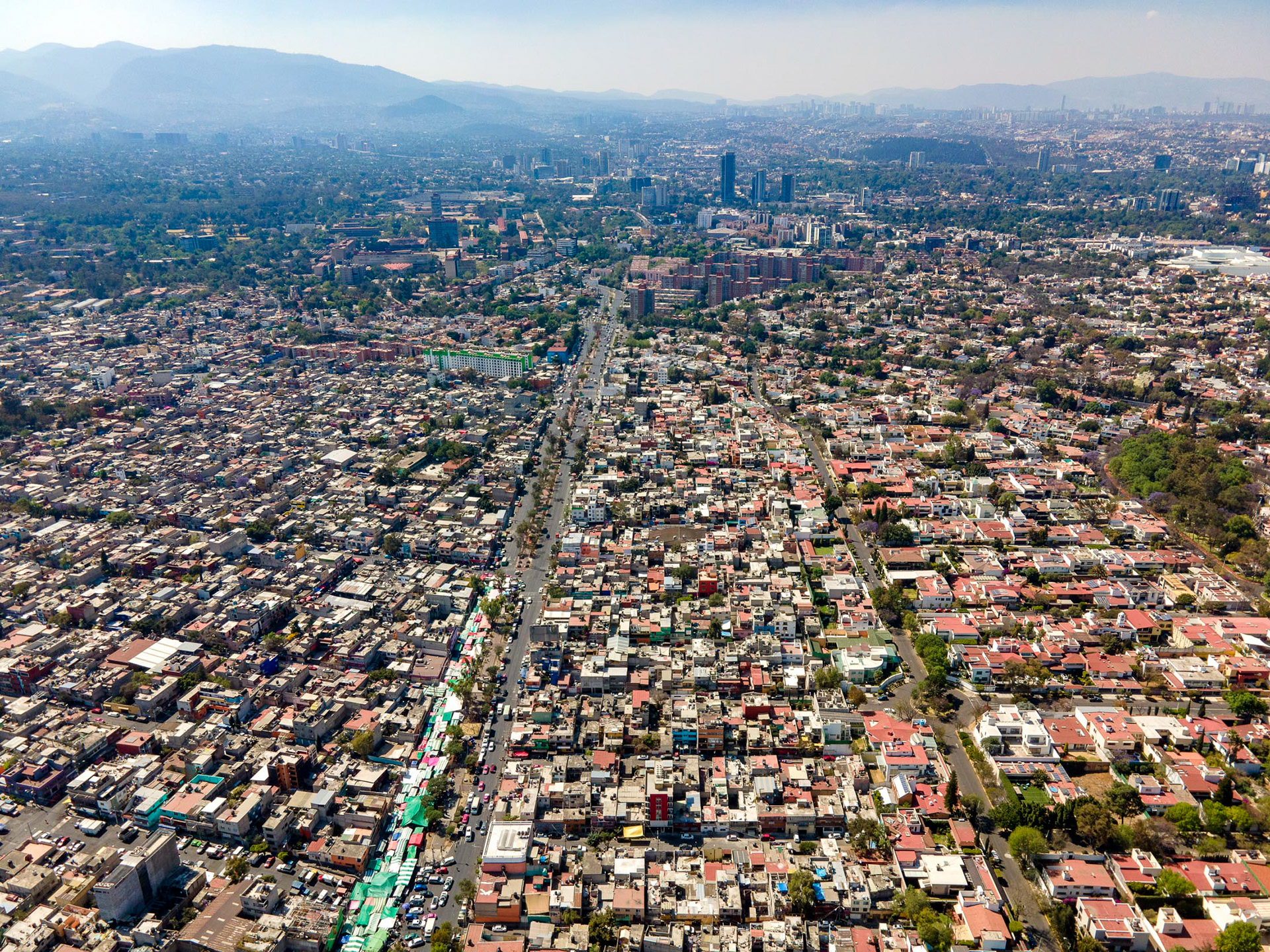 aerial view in coyoacan, mexico city