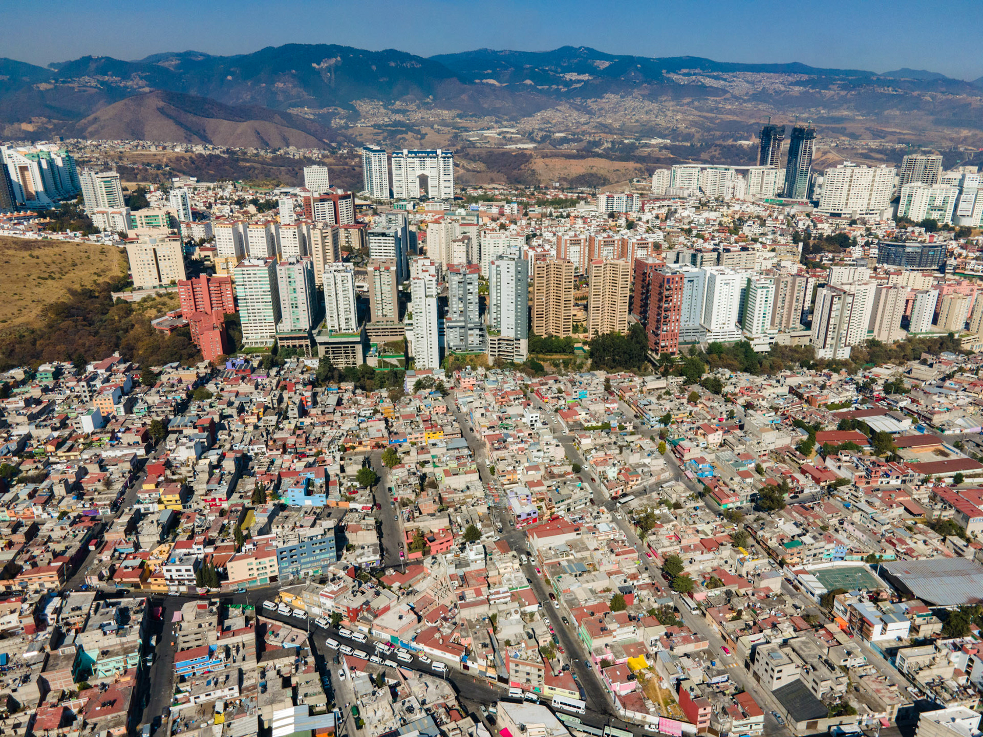 rich and poor from above, mexico city