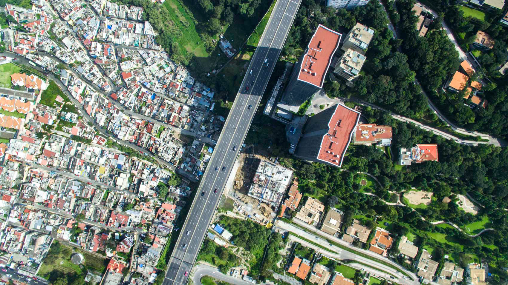 highway and slums in mexico city