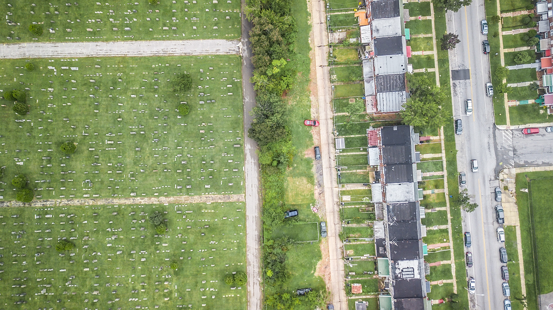 aerial view of cemetery in baltimore