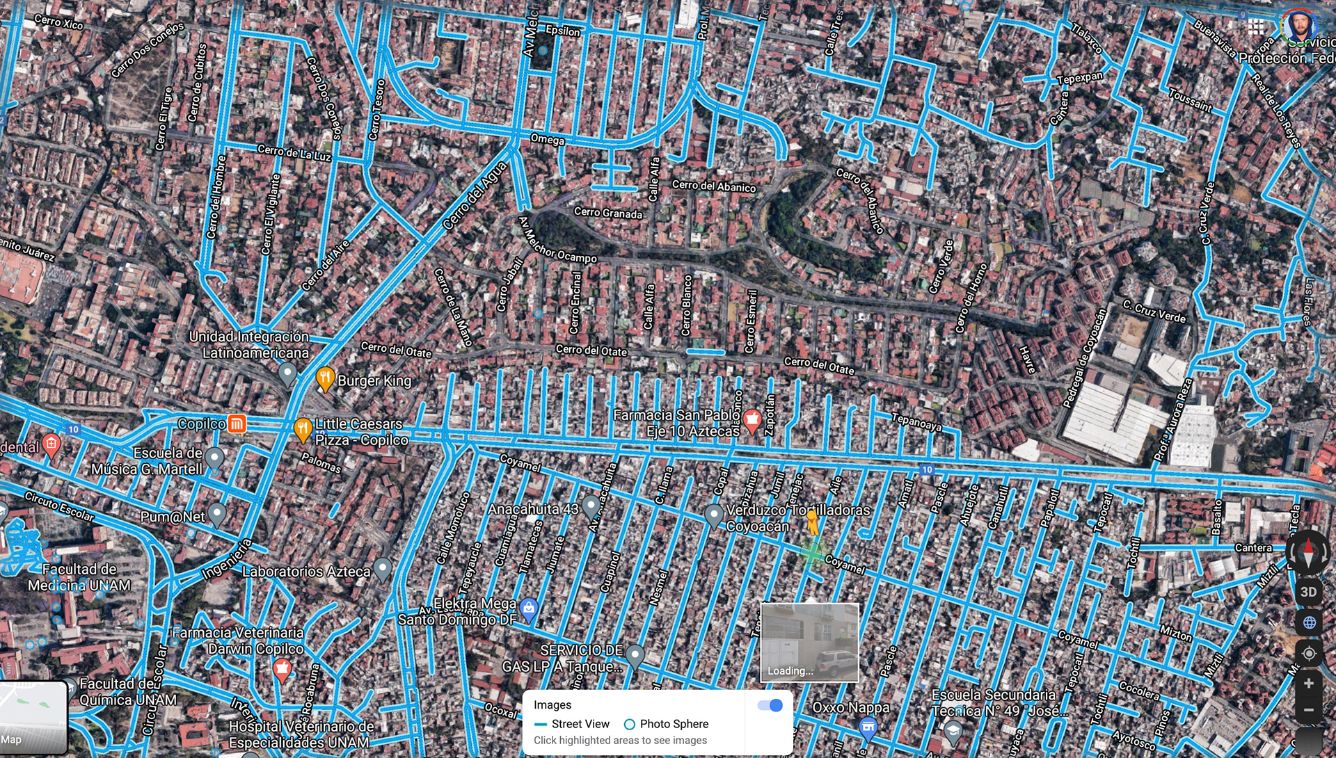 google earth image of streets in mexico city