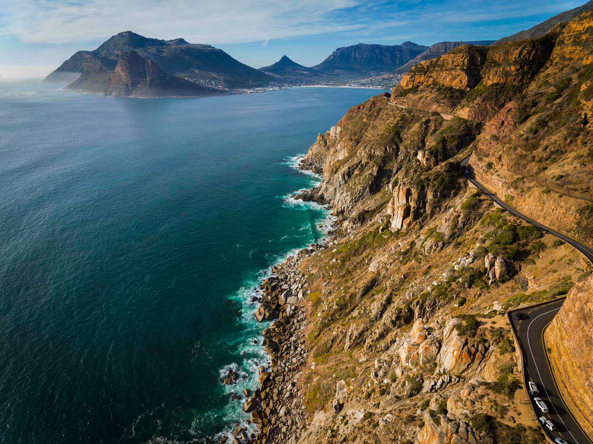 aerial view of chapman's peak drive in cape town