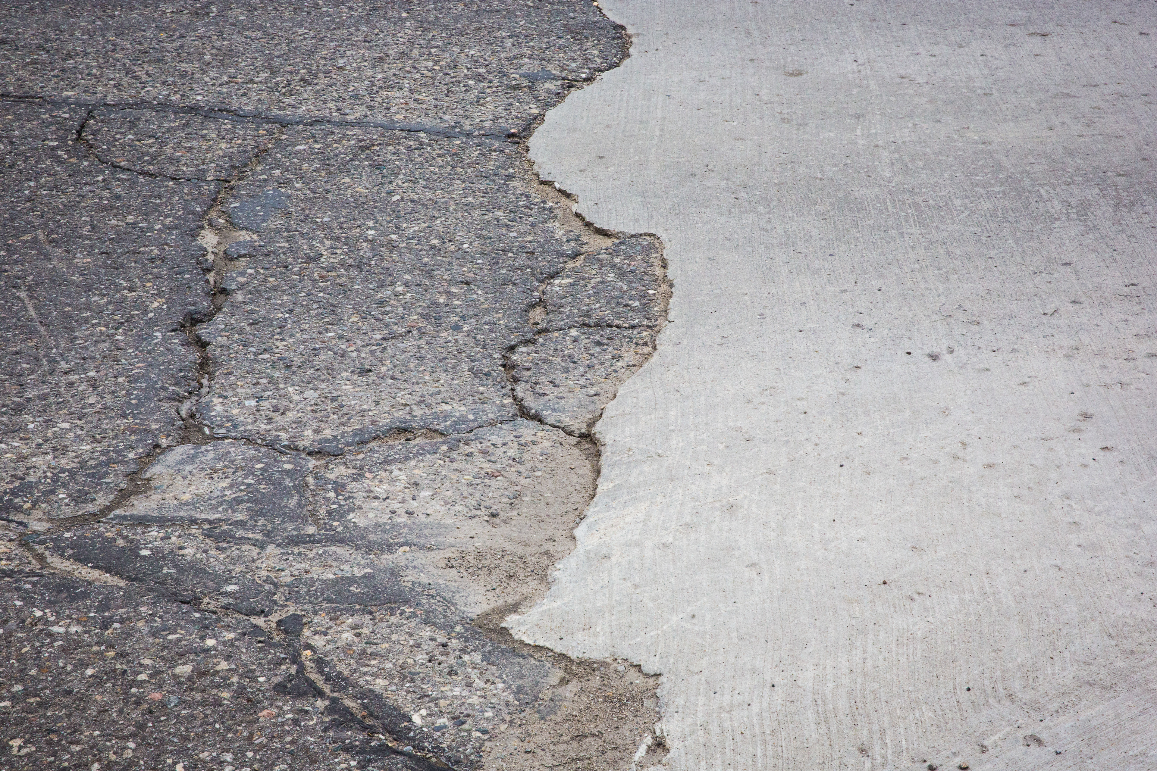 two types of pavement, grey and white, in detroit