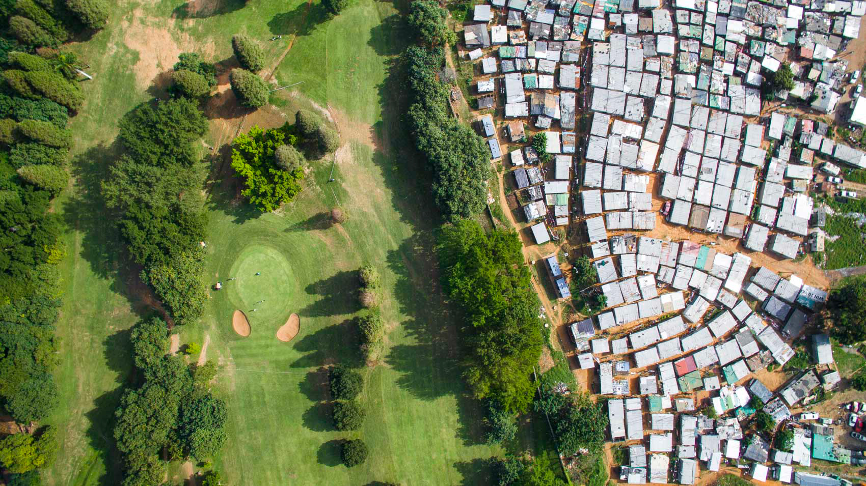 golf course next to shacks in durban