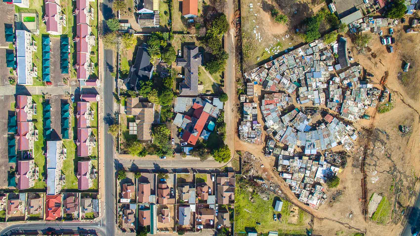 aerial view of hostel in alexandra in johannesburg