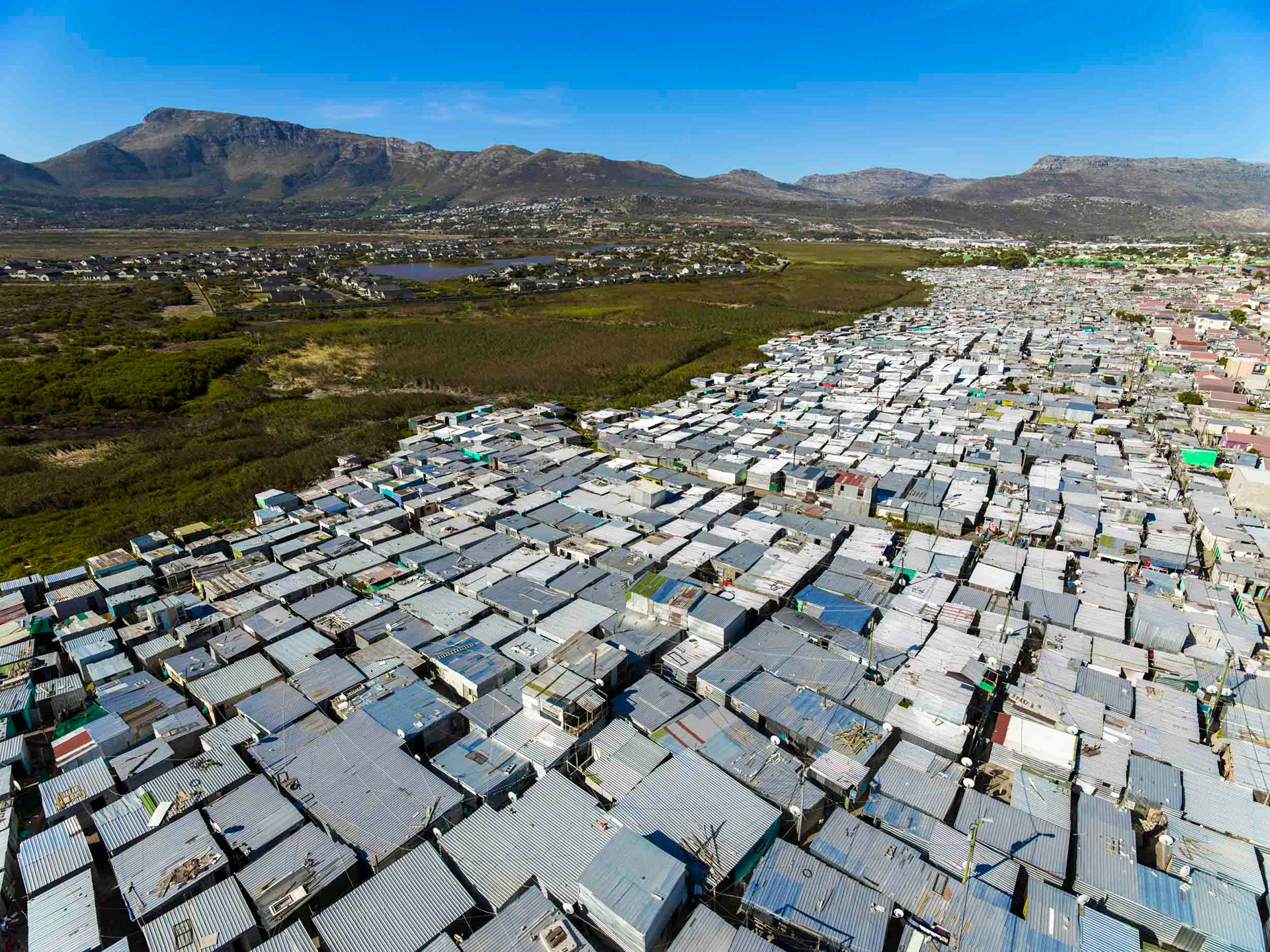 drone view of slums in cape town south africa