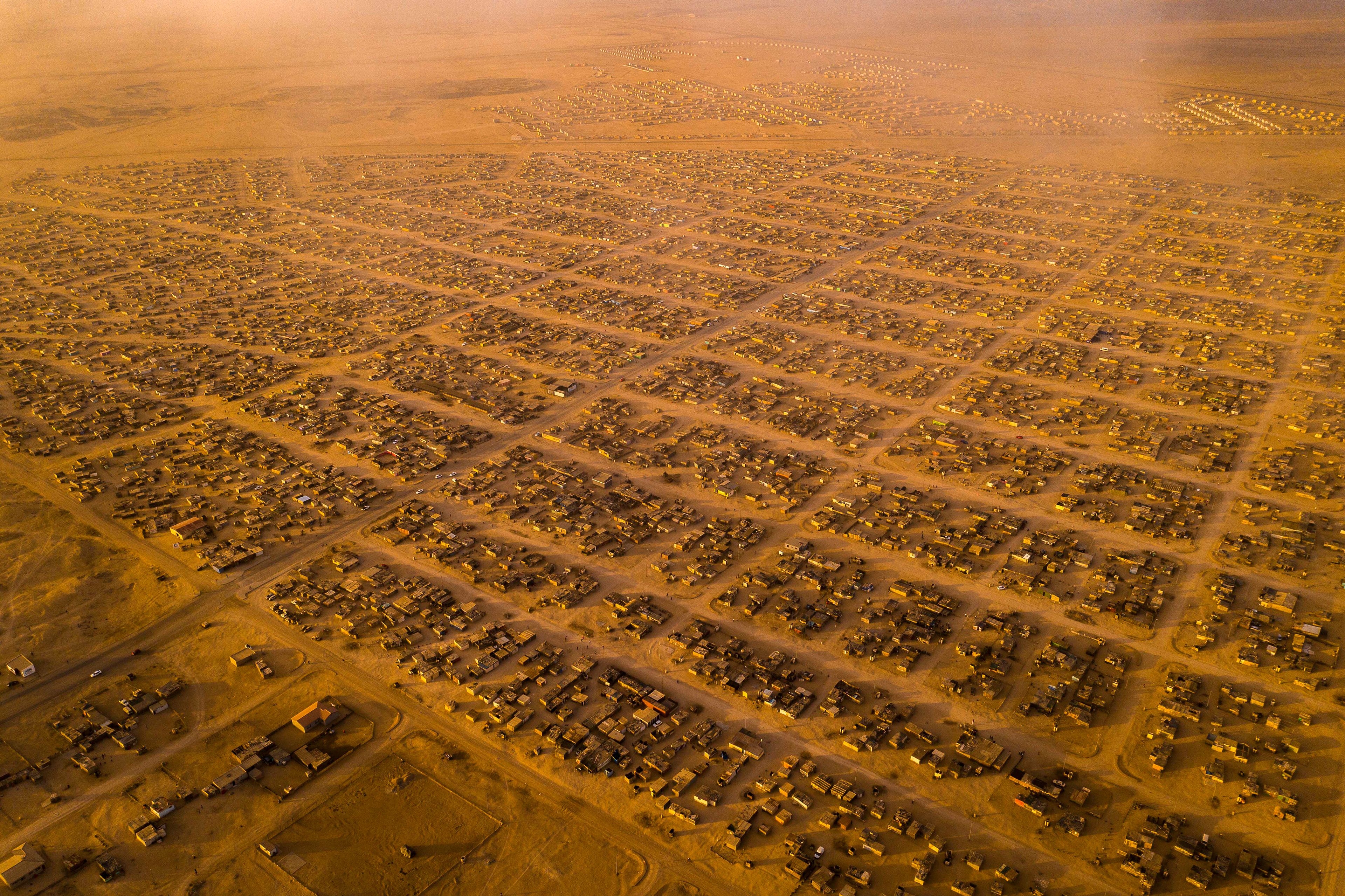aerial view of a large slum in swakpomund