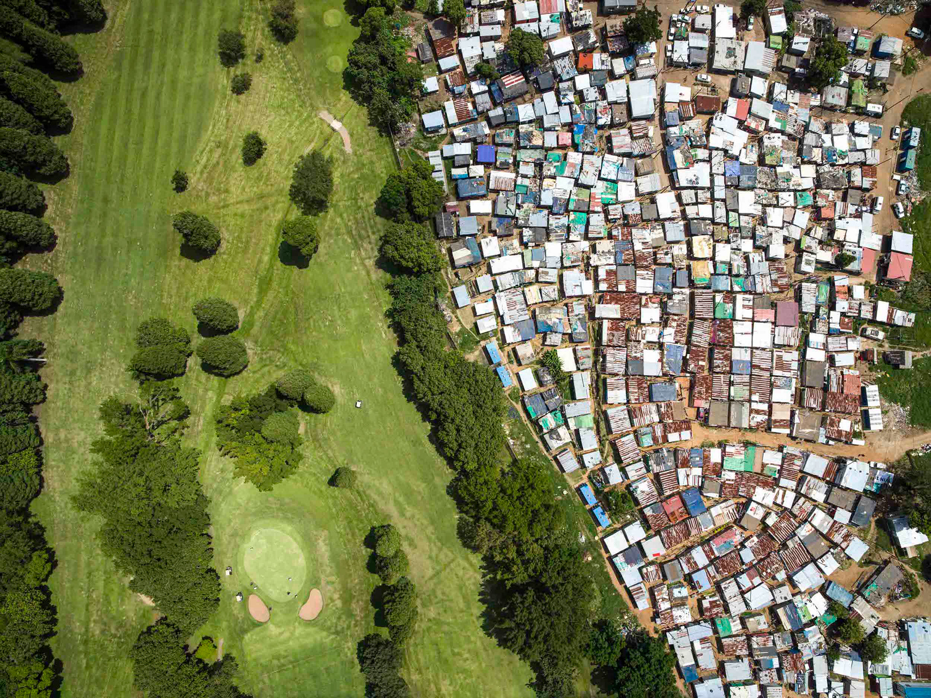 golf course next to shacks in durban