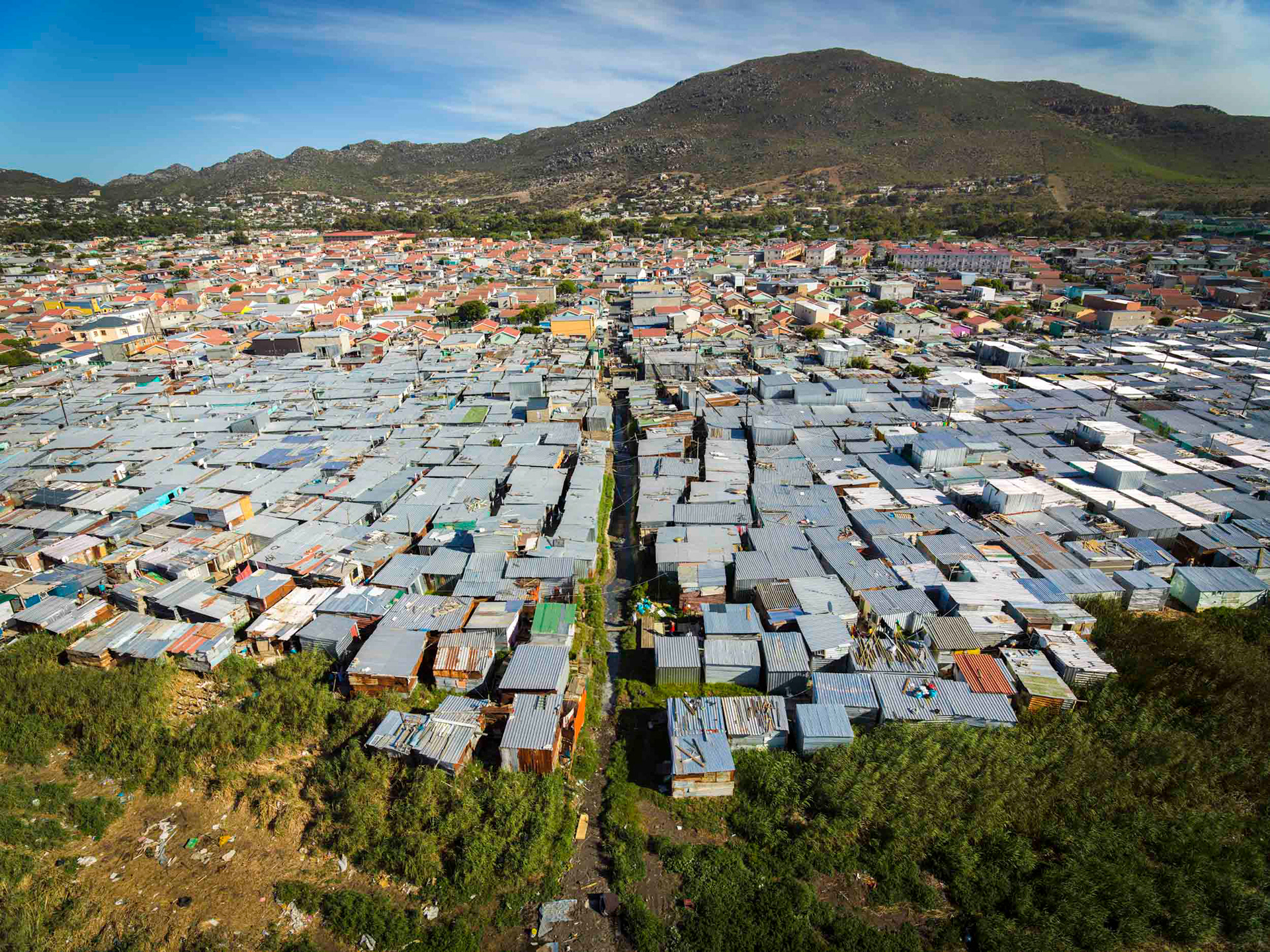 drone view of slums in cape town south africa