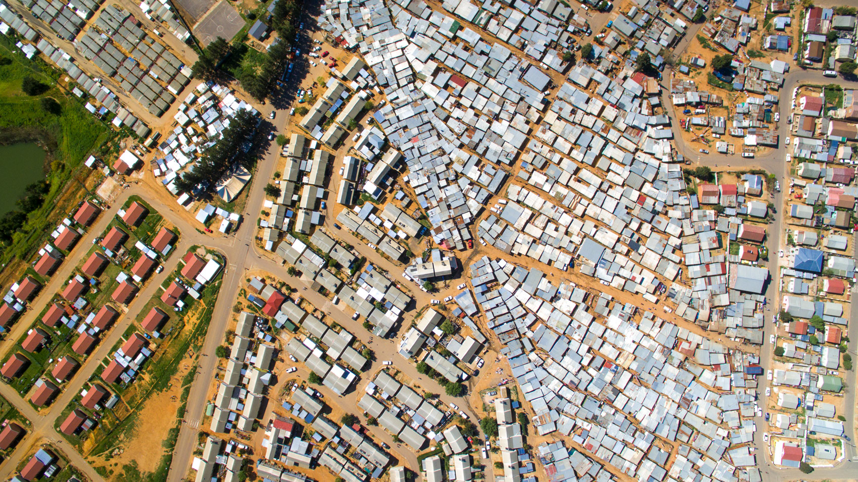 aerial view of winelands and shacks in stellenbosch south africa