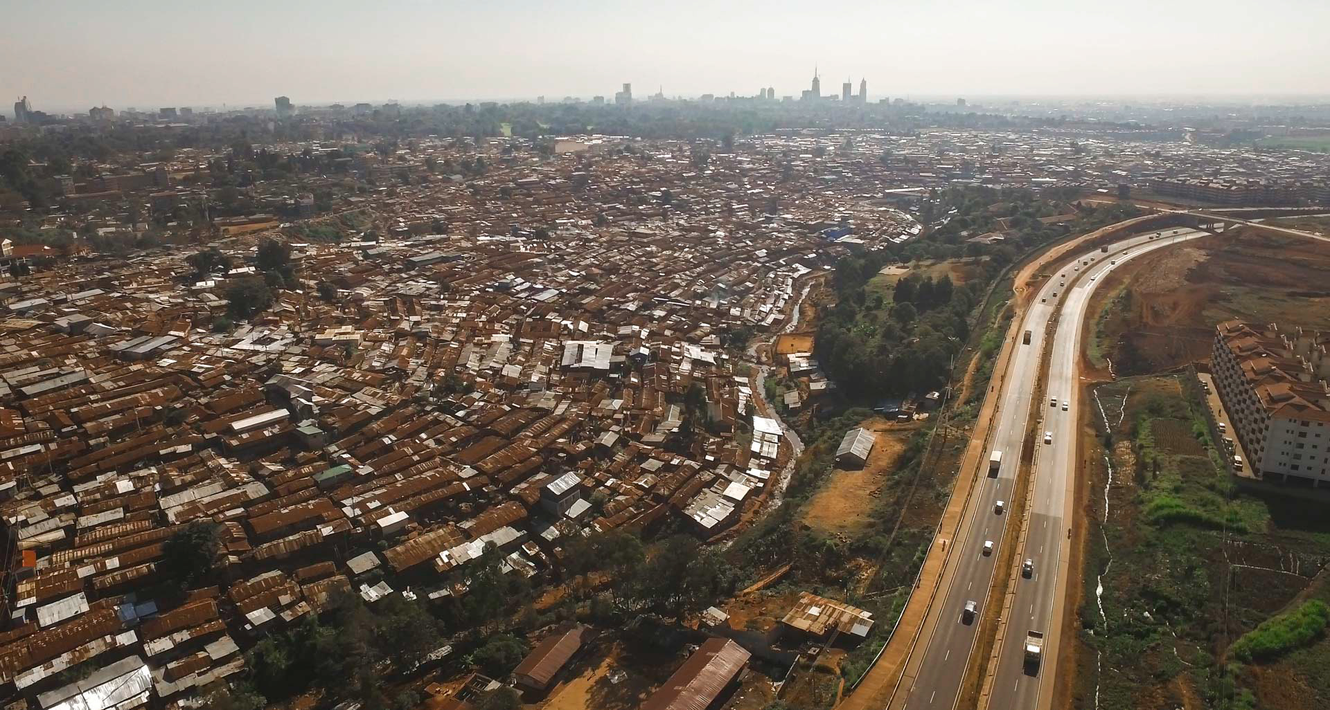 highway and slum in nairobi