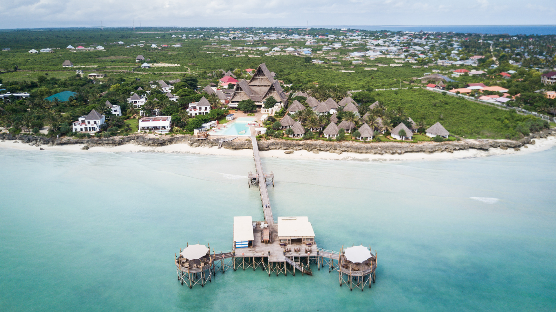 aerial view of expensive hotel in zanzibar