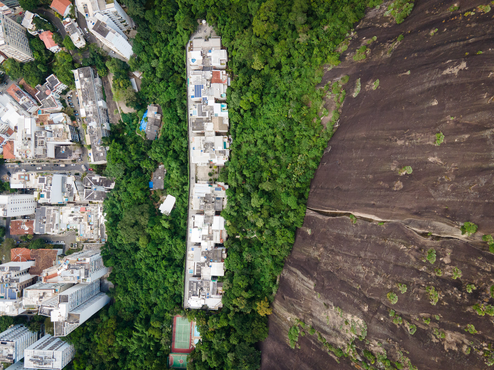 A quilomobo next to a mountain, Rio de Janeiro Brazil.
