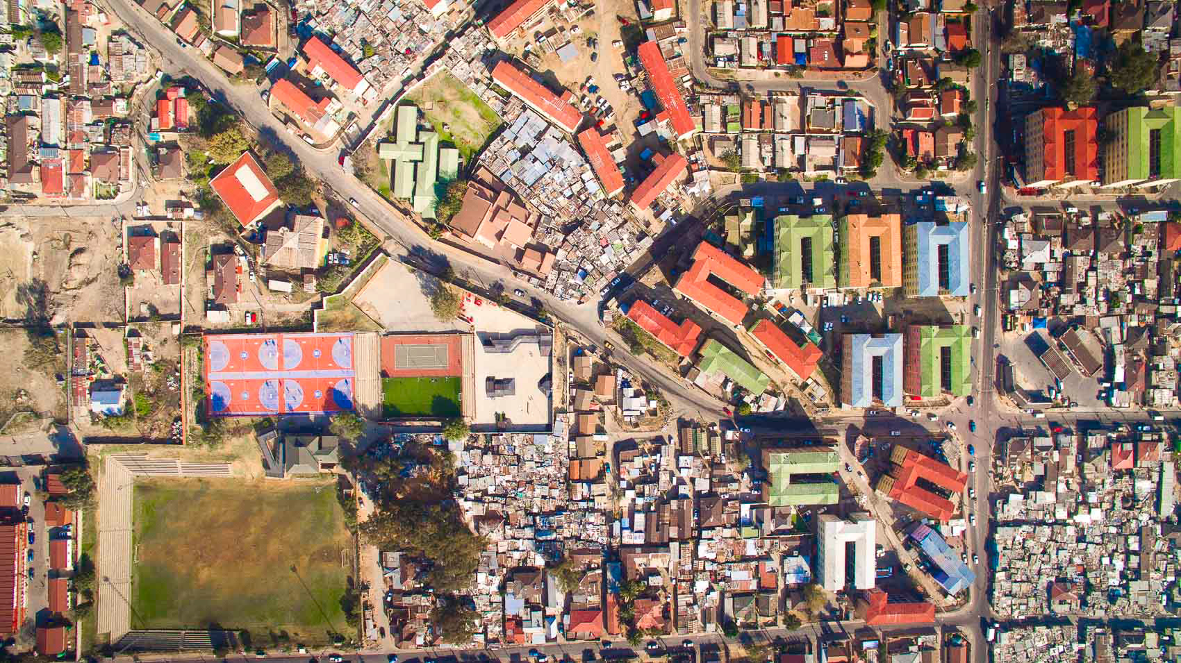 aerial view of hostels in alexandra in johannesburg