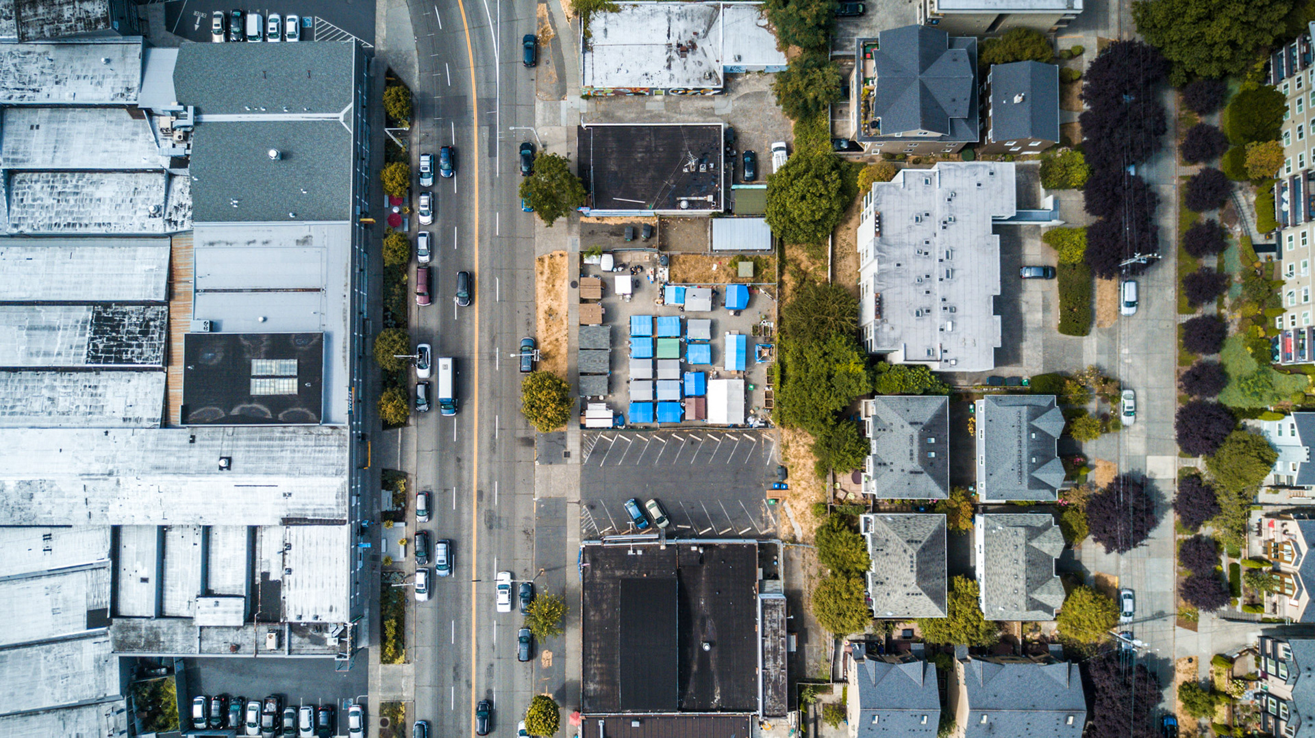 aerial image of tiny houses in seattle
