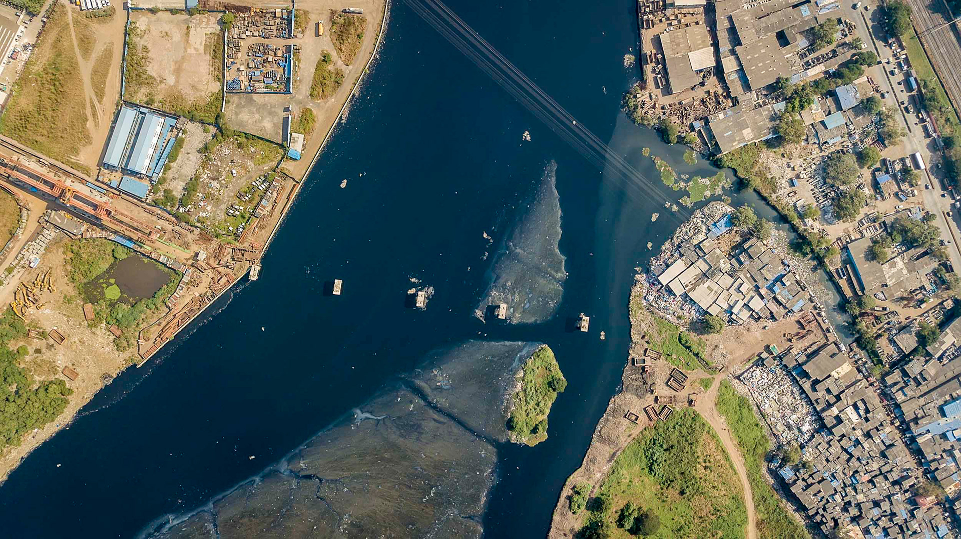 drone view of a bridge in mumbai