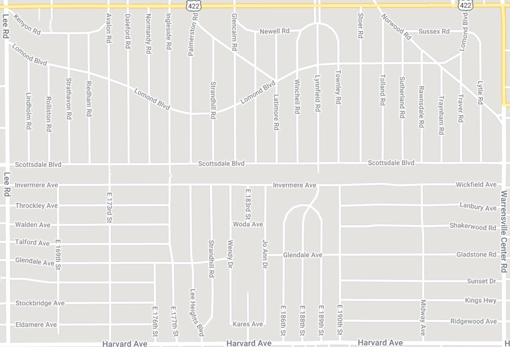 google map of neighborhoods in cleveland