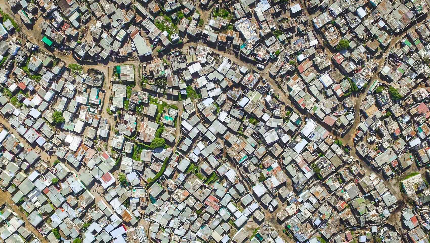 aerial view of shacks in cape town south africa