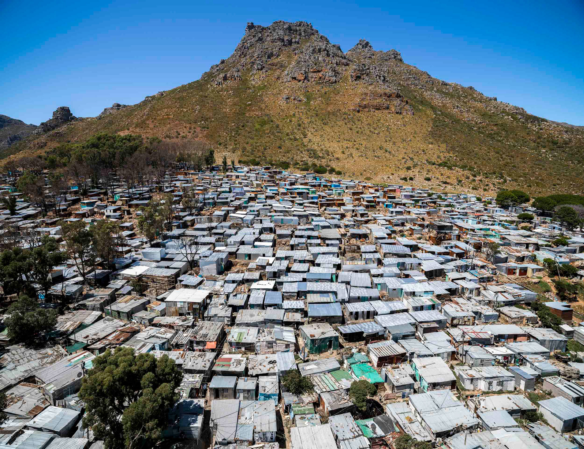 drone view of slums in cape town south africa