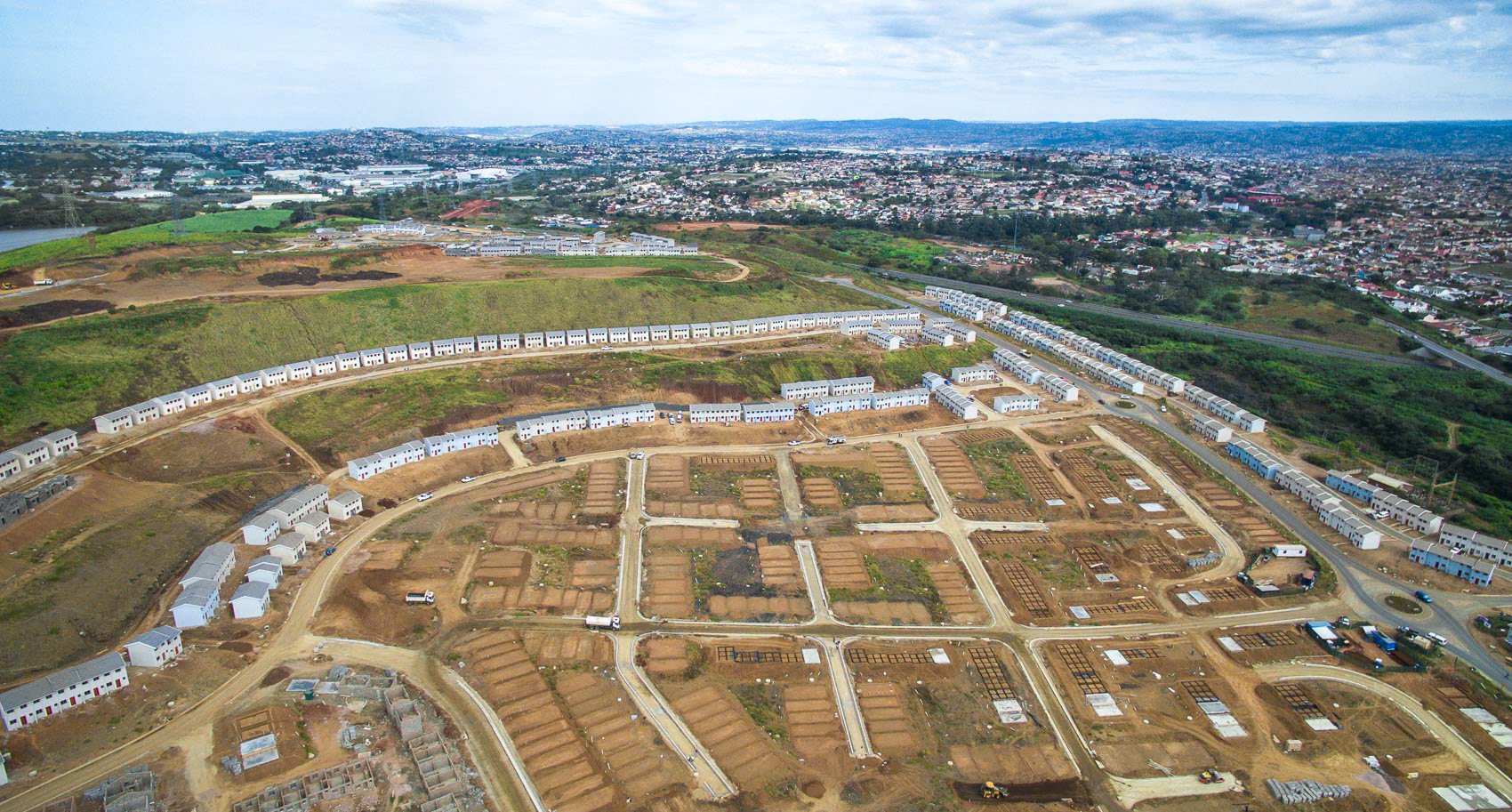 aerial view of housing development in durban