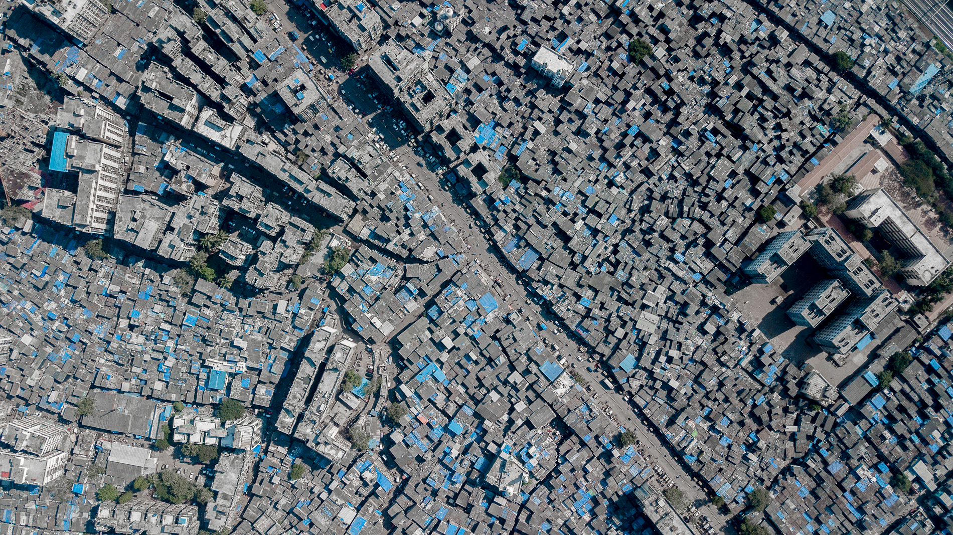 gray slums in dharavi, india