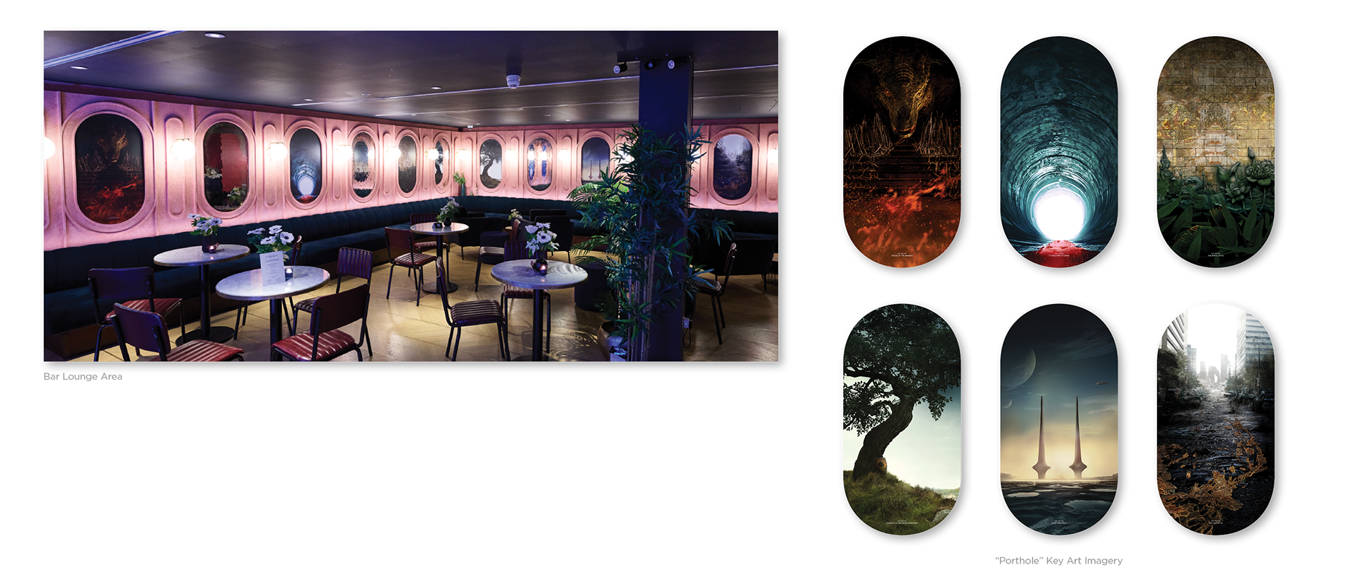 HBO Max London Showcase Bar Lounge Area