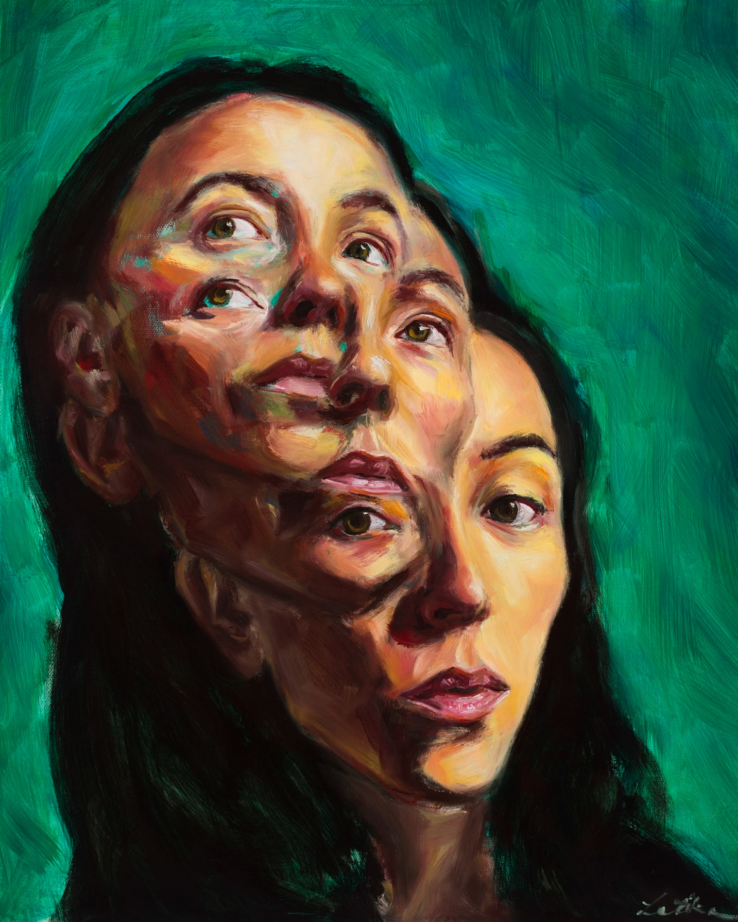 Lifted Faces, 16"x20", oil and acrylic on canvas