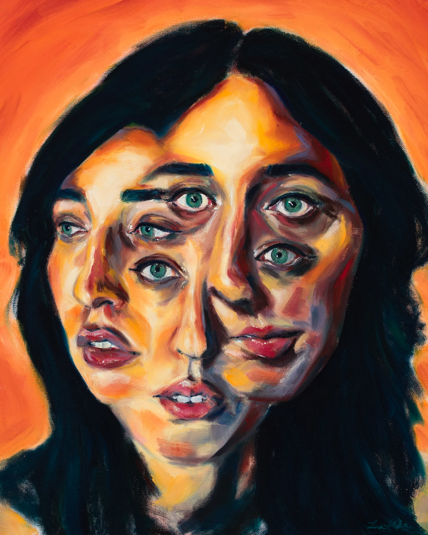 Searching Faces, 16"x20", oil and acrylic on canvas