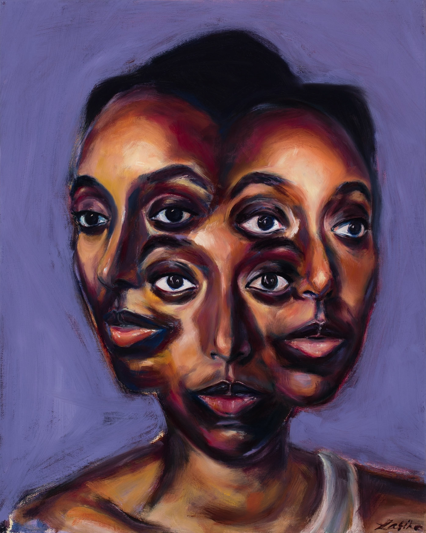 Mirrored Faces, 16"x20", oil and acrylic on canvas