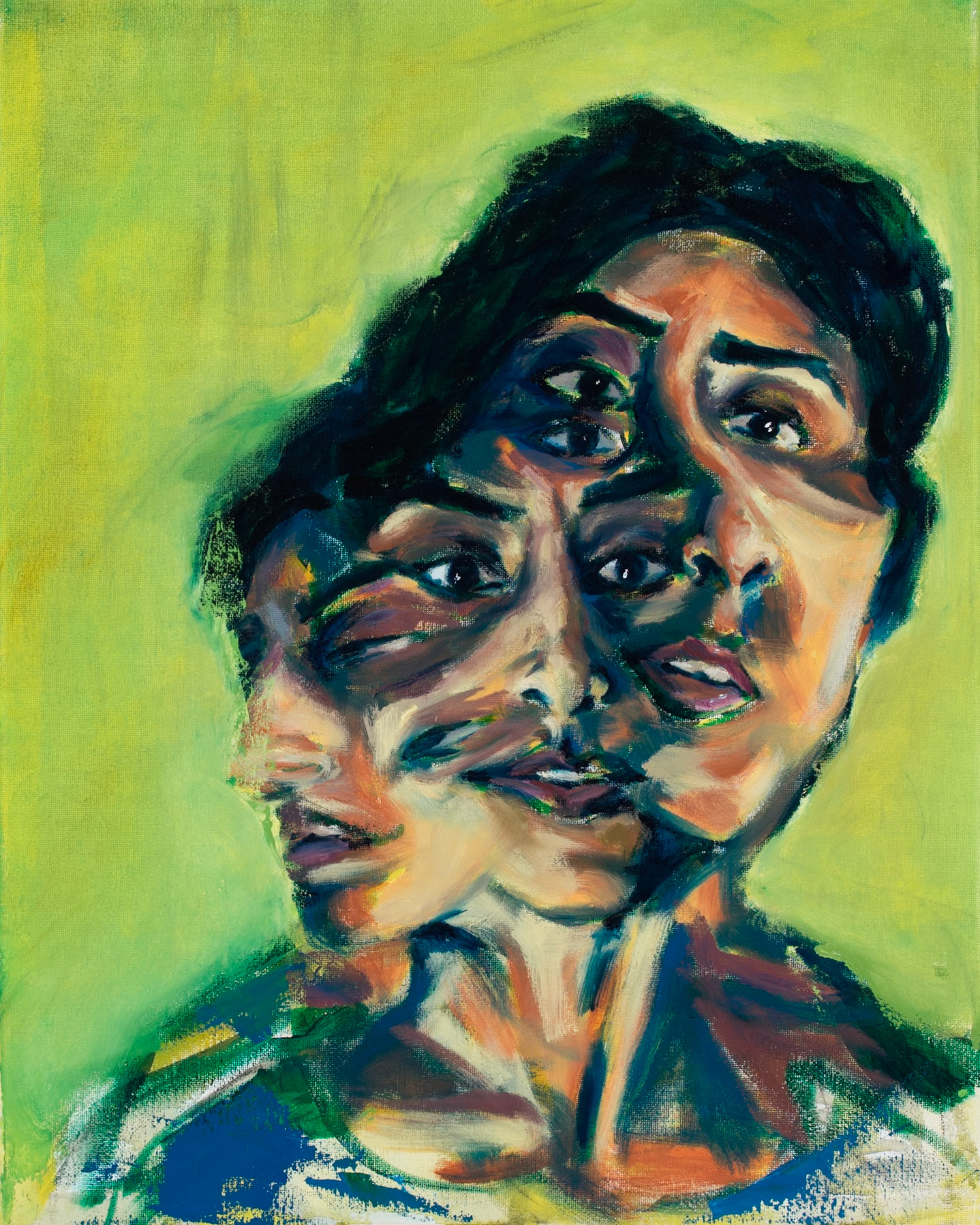 Fragmented Faces, 16"x20", oil and acrylic on canvas