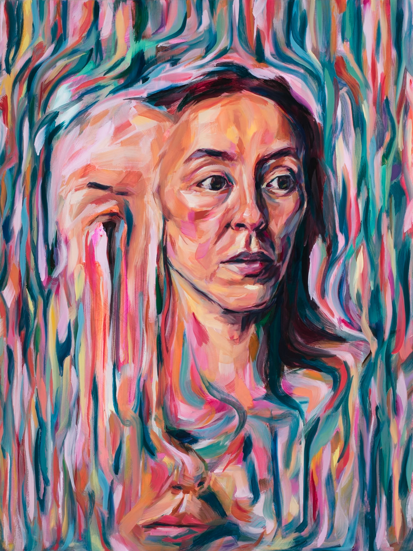 Slipping Faces, 18"x24", oil on canvas