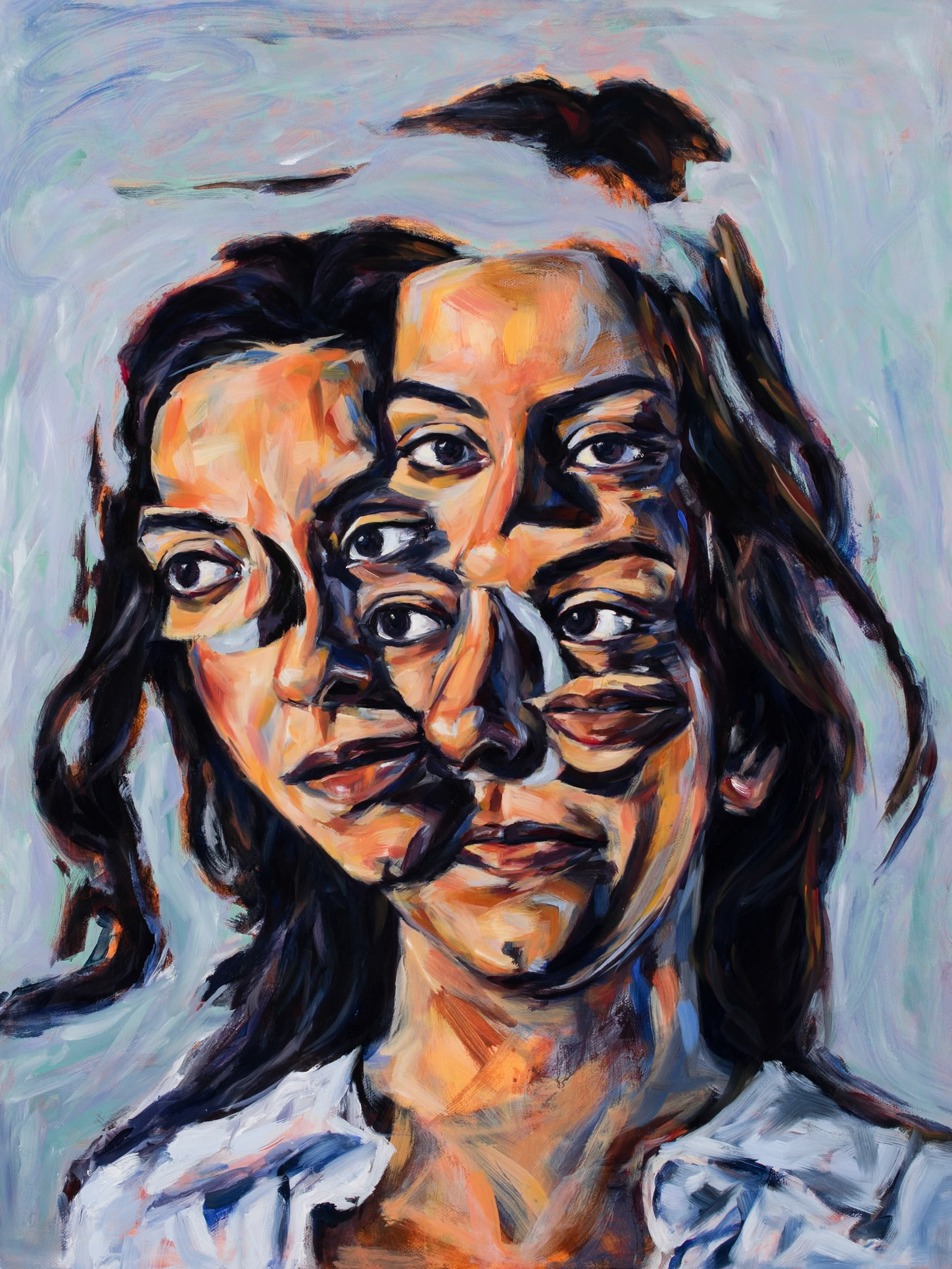 Collage Faces, 18"x24", oil on canvas