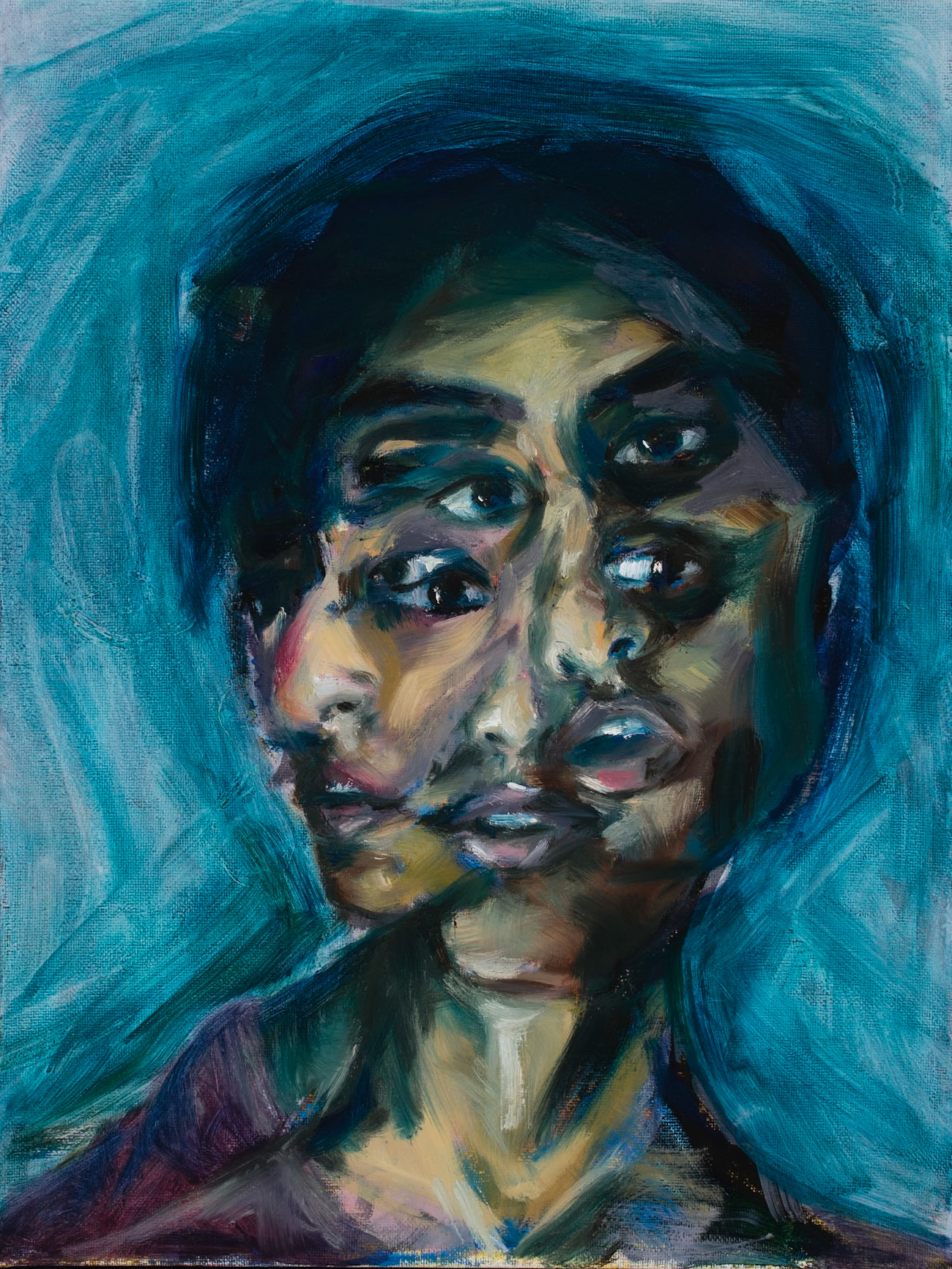 Kaleidoscope Faces, 12"x16", oil and acrylic on canvas