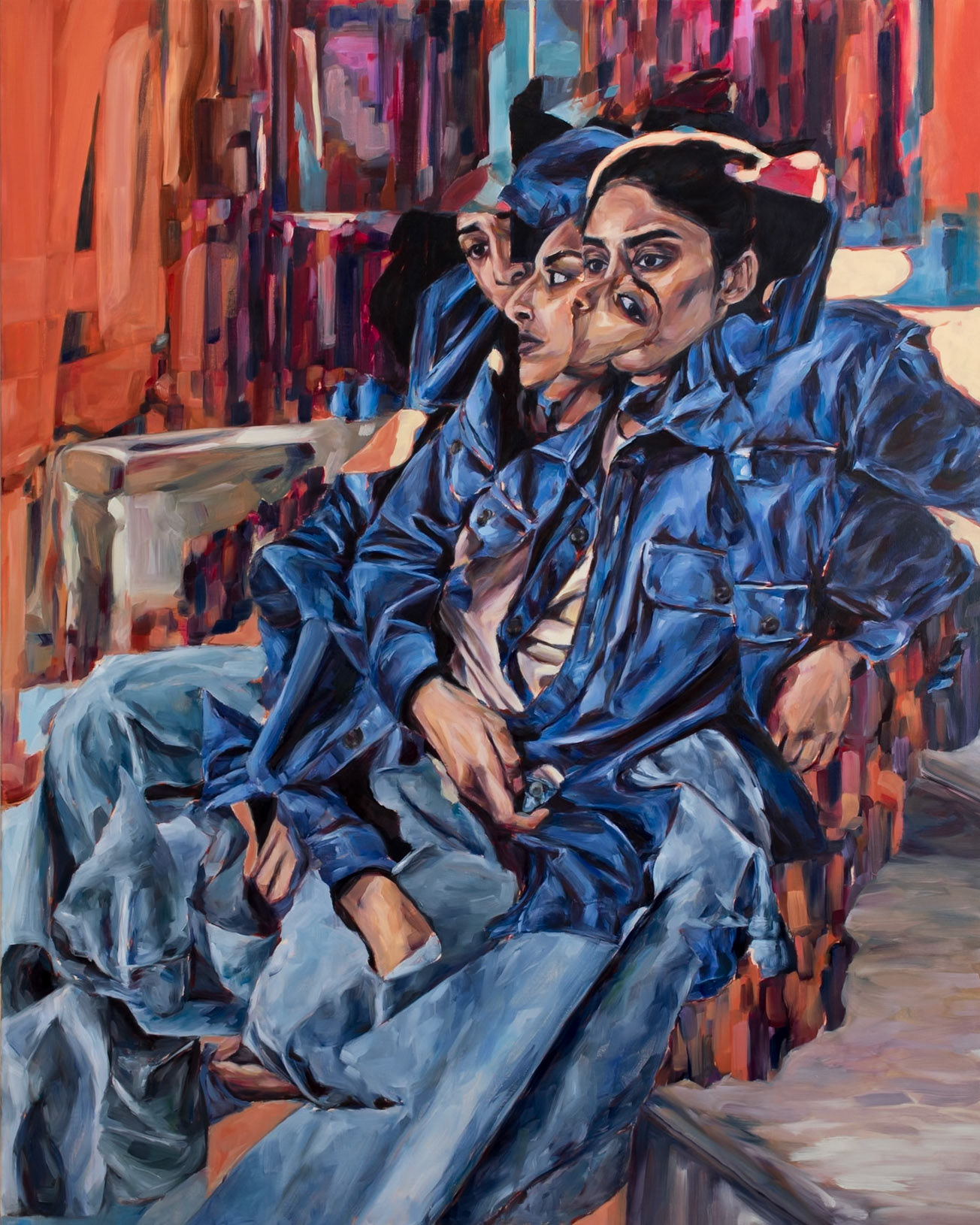 Disappearing Into the Couch, 48"x60", oil on canvas