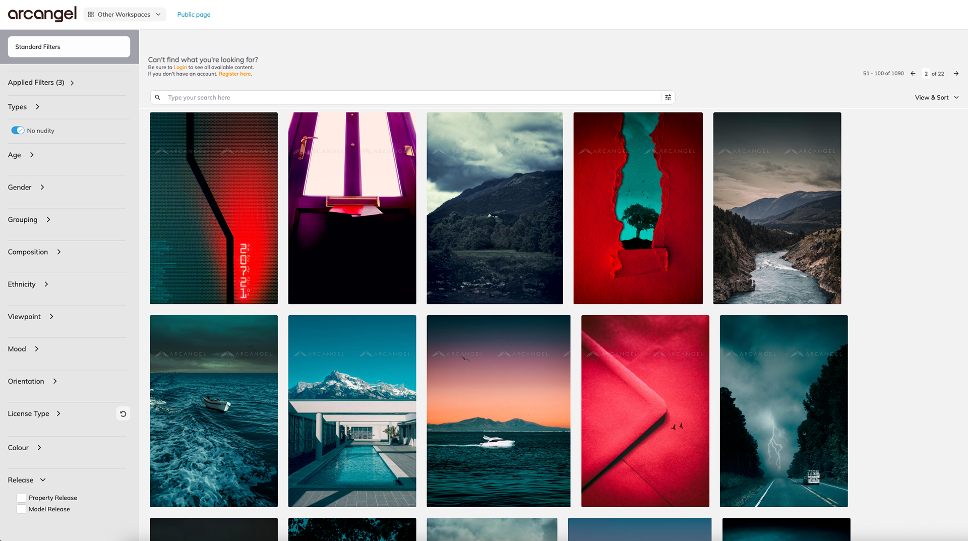 Screenshot of Arcangel Images portfolio of photographer Mehul Patel of Reel Monkey Productions 