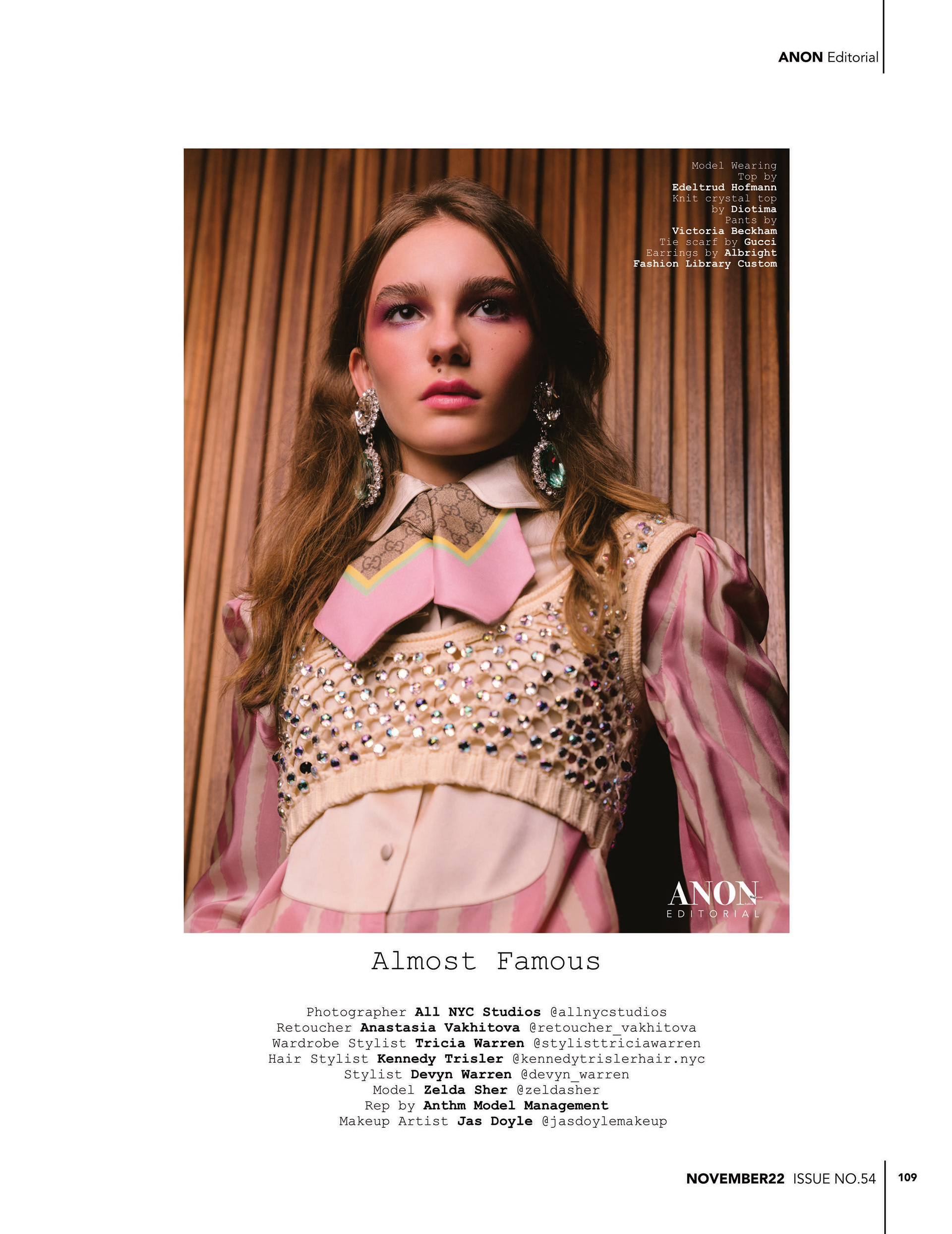 Young model zelda posing for photographer.