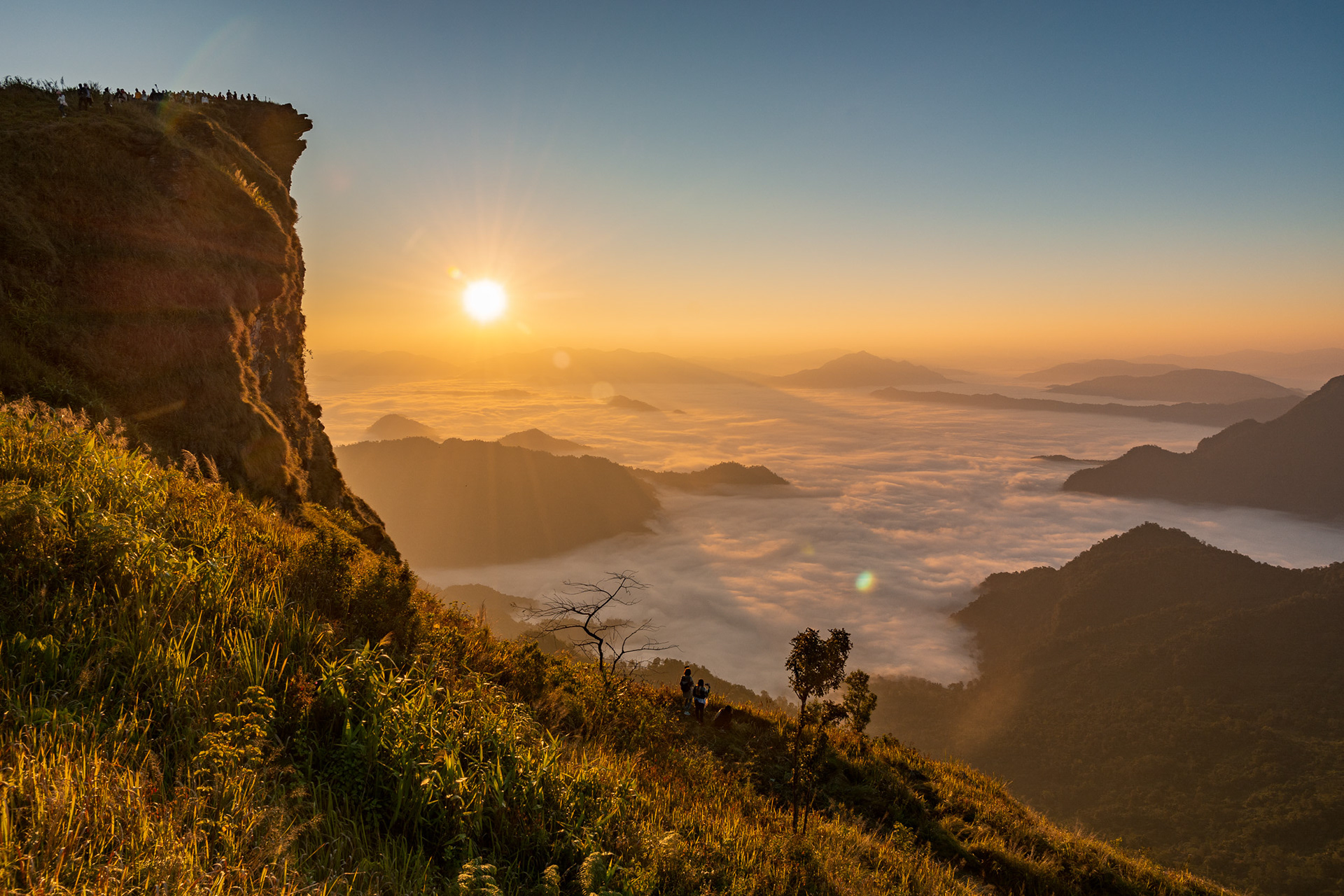 Sunrise at Pu Chi Fa viewpoint in Chiang Rai Province Thailand