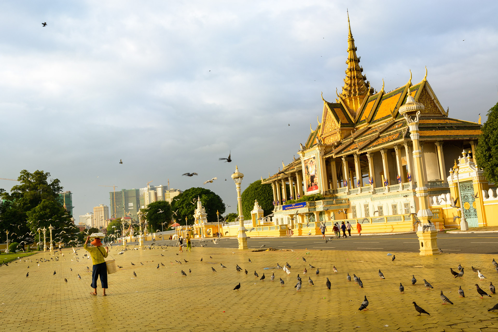 Early morning at the Royal Palace in Phnom Penh Cambodia